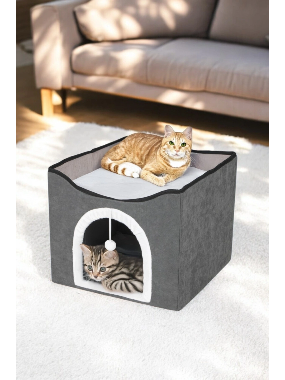 Sevimli Katlanır Taşınabilir Çok Fonksiyonlu Kapalı Kedi Evi Yatağı FÜME