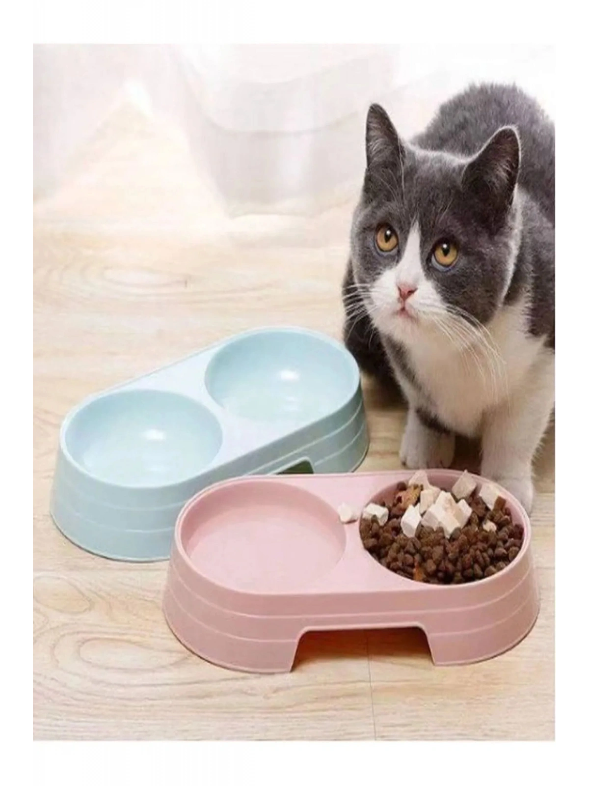 Çift Bölmeli Evcil Hayvan Mama Kabı