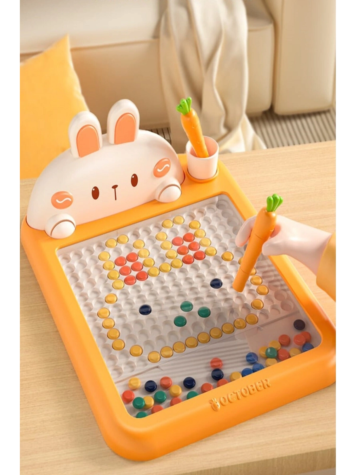 Manyetik Kodlama Oyuncağı Çizim Tahtasında Boncuk Turp Kalem Montessori Erken eğitim Tableti Tavşan