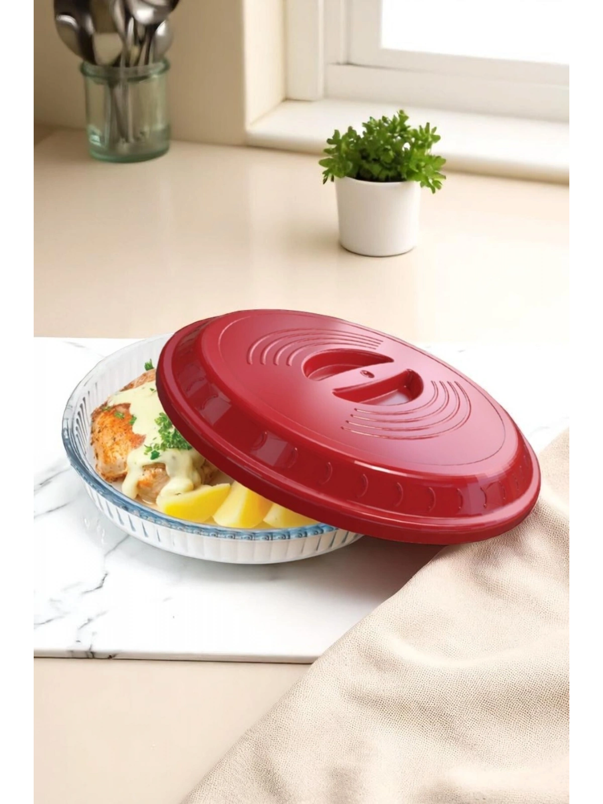 Plastik Buhar Kanallı Yuvarlak Borcam Kapağı