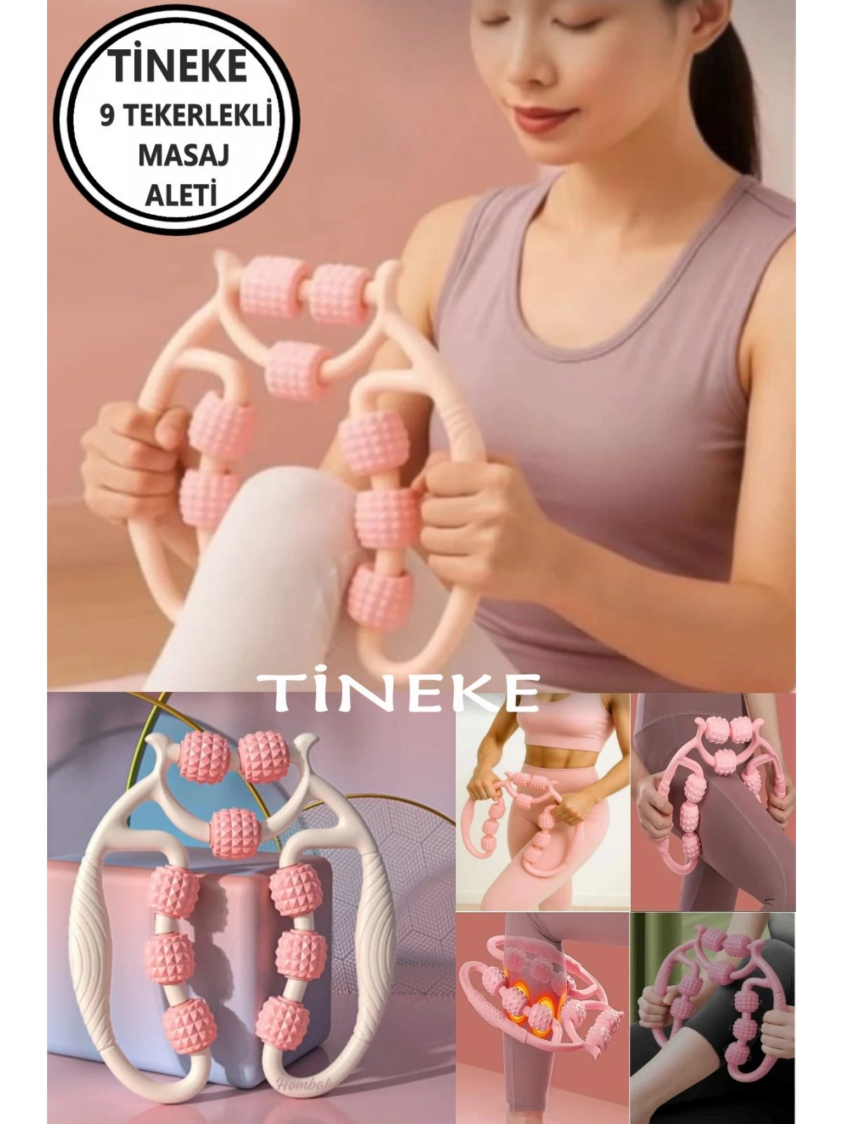 Kas Gevşetici Masaj Aleti 9 Tekerlekli Ayarlanabilir Lenf Drenaj Rulosu Bacak Kol Selülit