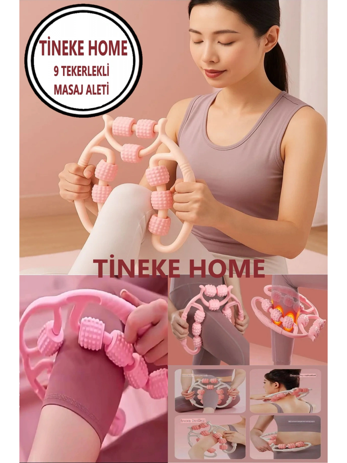 9 Tekerli Kas Gevşetici Sıkılaştırıcı Masaj Aleti Ayarlanabilir Lenf Drenaj Rulosu Bacak Kol Selülit