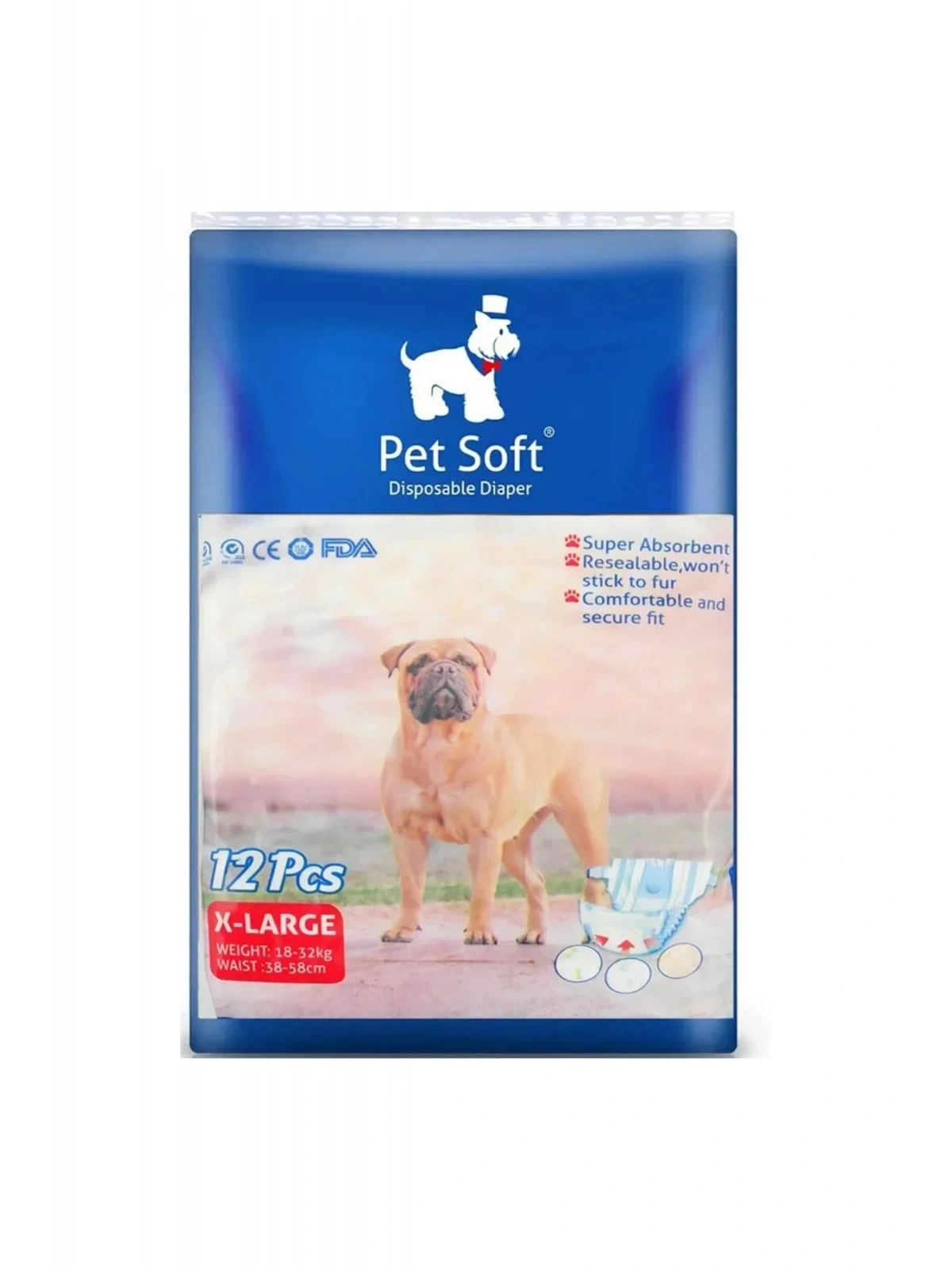 Petsoft Köpek Tuvalet Bezi Kedi Tuvalet Bezi Çiş Bezi X-LARGE 12 Adet
