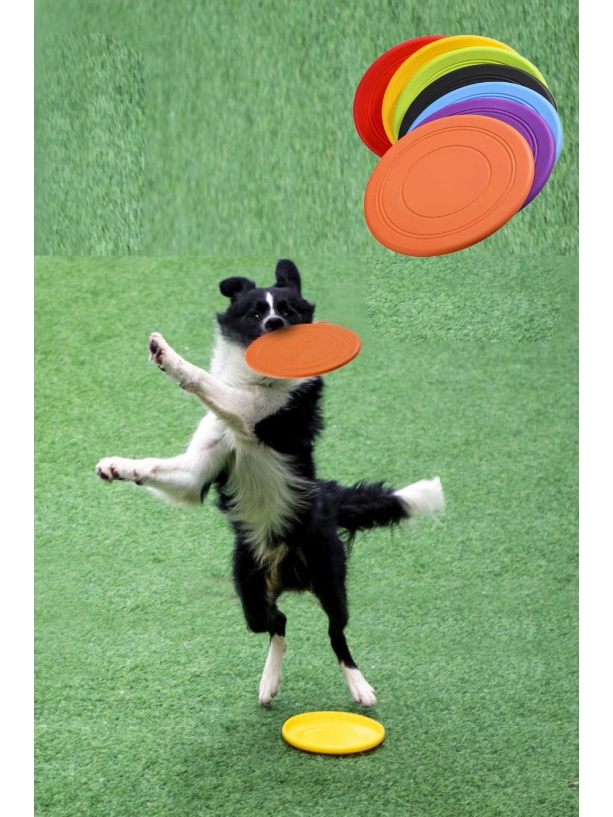 Dayanıklı Silikon Frizbi Köpek Oyuncağ Esnek ve Güvenli Yakalama Oyunu Diski 17.5 cm 1 ADET