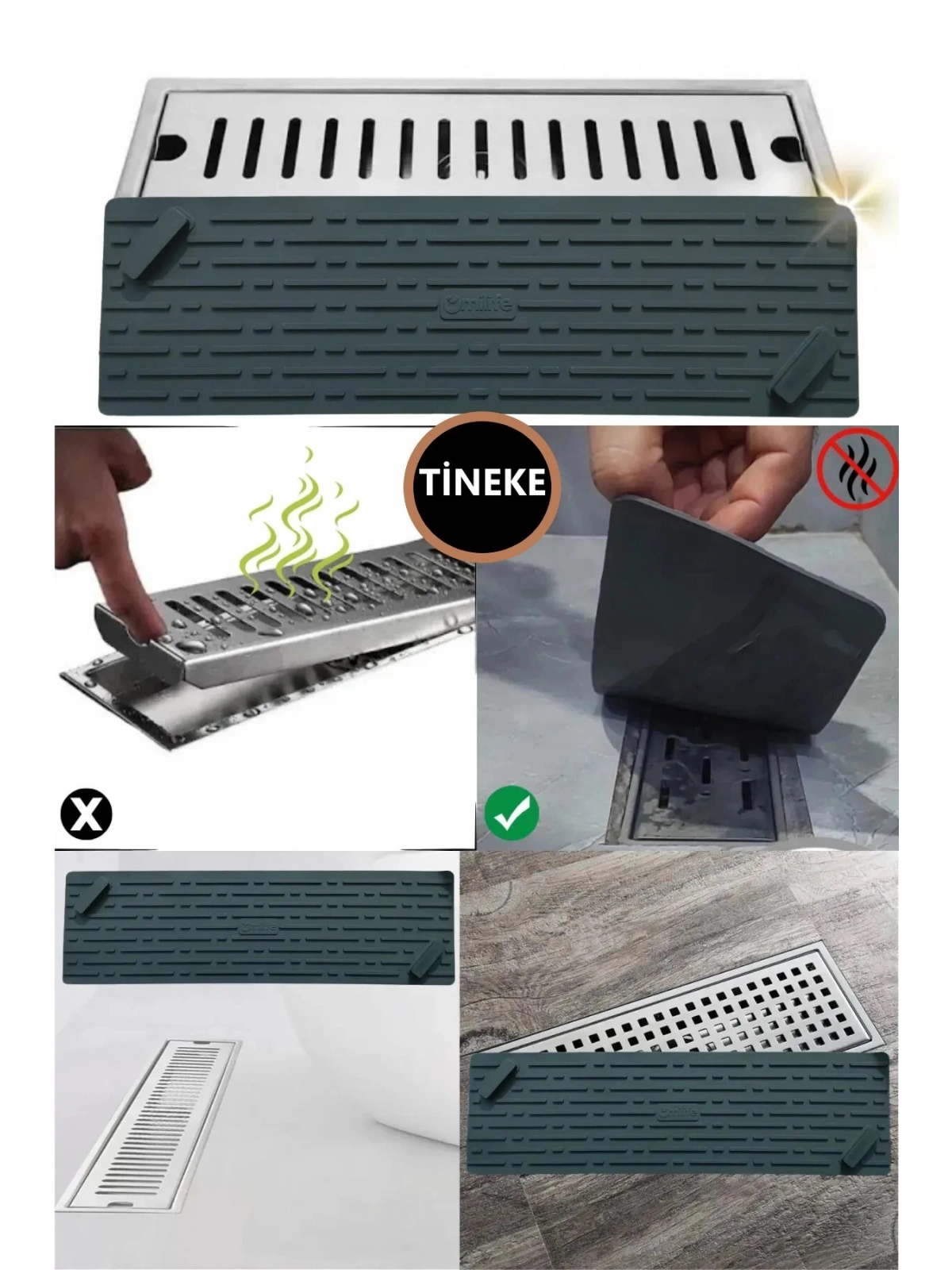 Siyah Renk Uzun Model Kötü Koku Önleyici Silikon Mat Banyo Mutfak Lavabo Balkon Gider Tıpası Kapağı