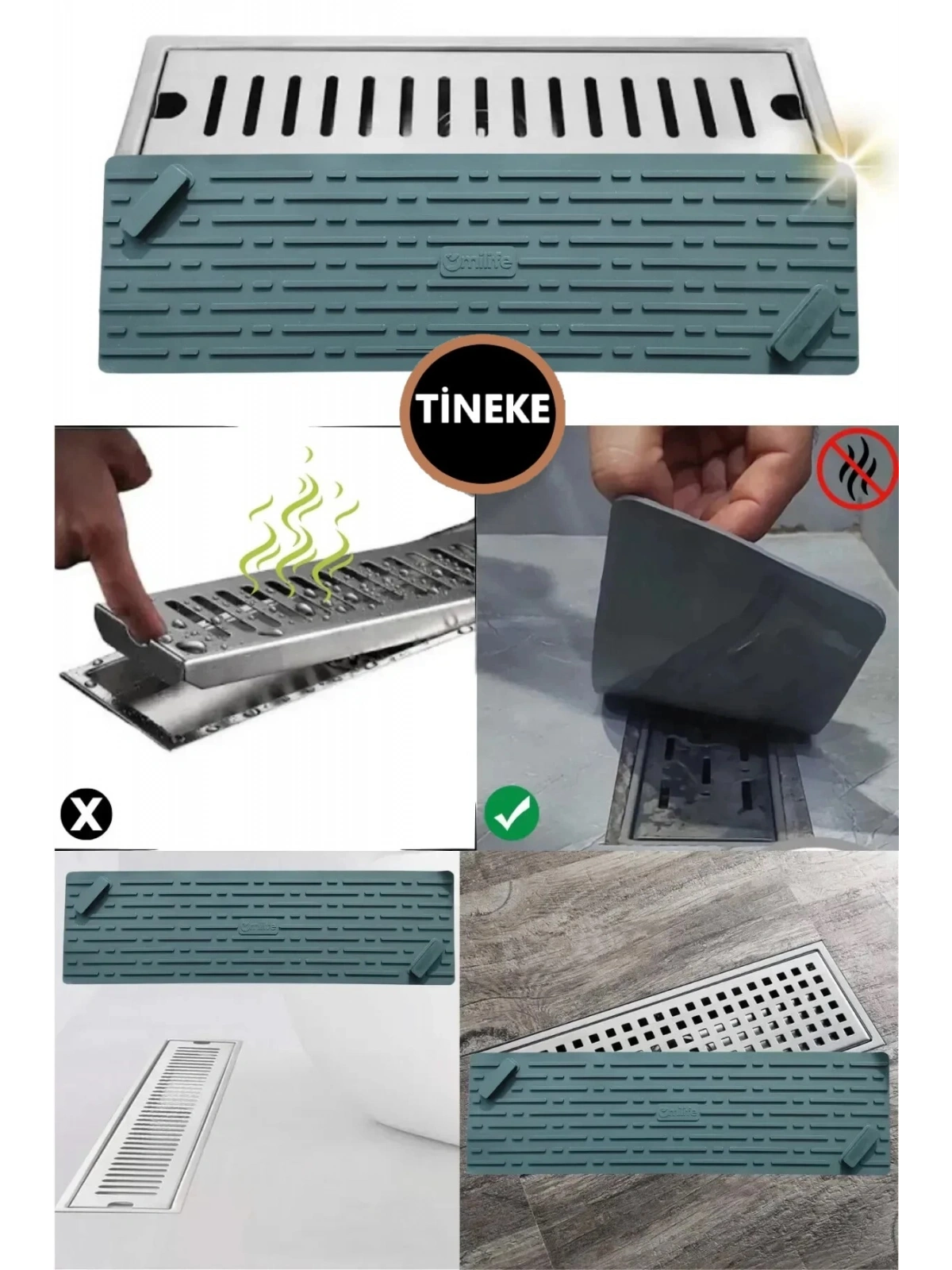 GRİ Renk Uzun Model Kötü Koku Önleyici Silikon Mat Banyo Mutfak Lavabo Balkon Gider Tıpası Kapağı