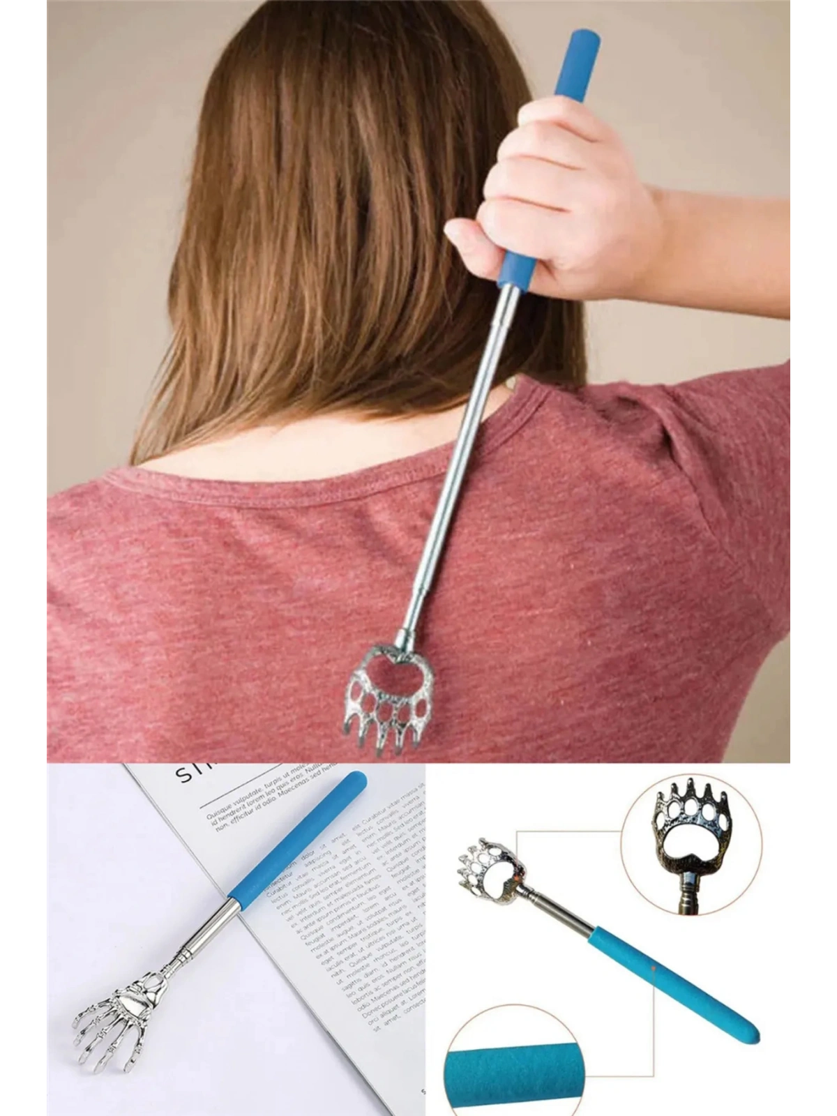 Teleskopik Sırt Kaşıma Aparatı Açılır Kapanır Sırt Kaşıyıcı Metal Aparat 1 Adet