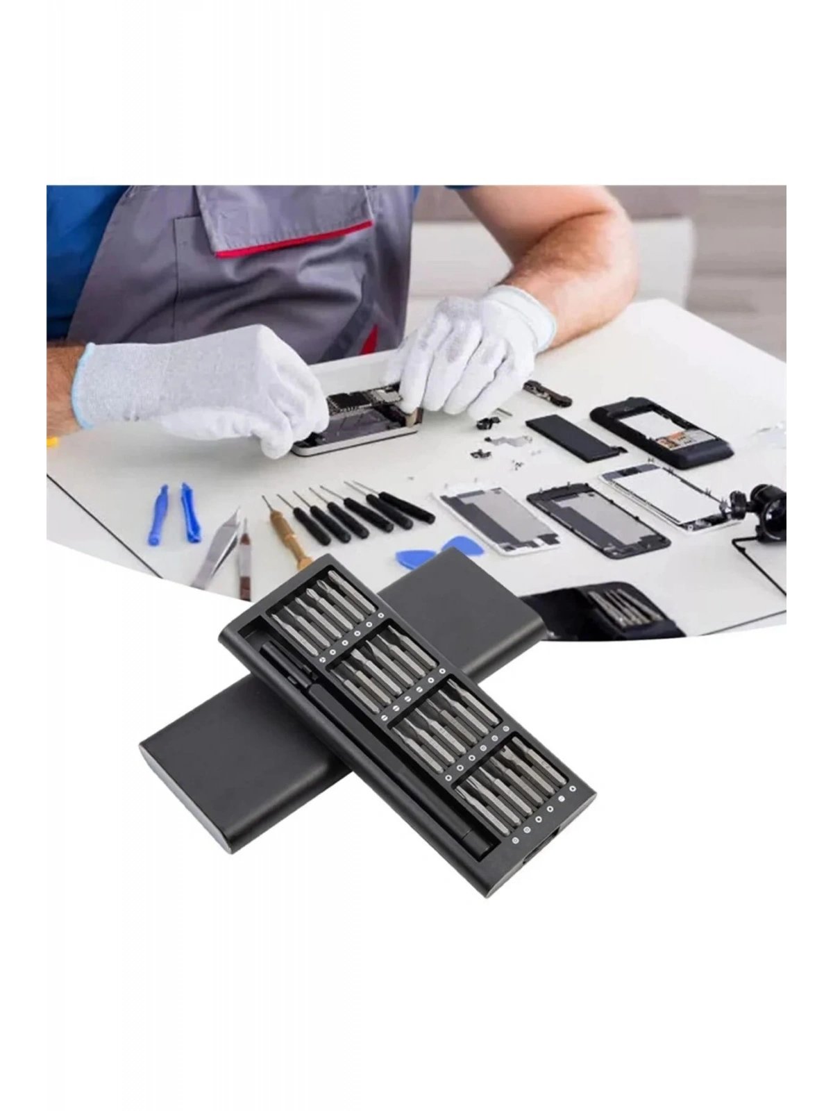 24 Parça Çelik Profesyonel Mini Portatif Tornavida Seti Saklama Kutulu Telefon Saat Tamir Kiti