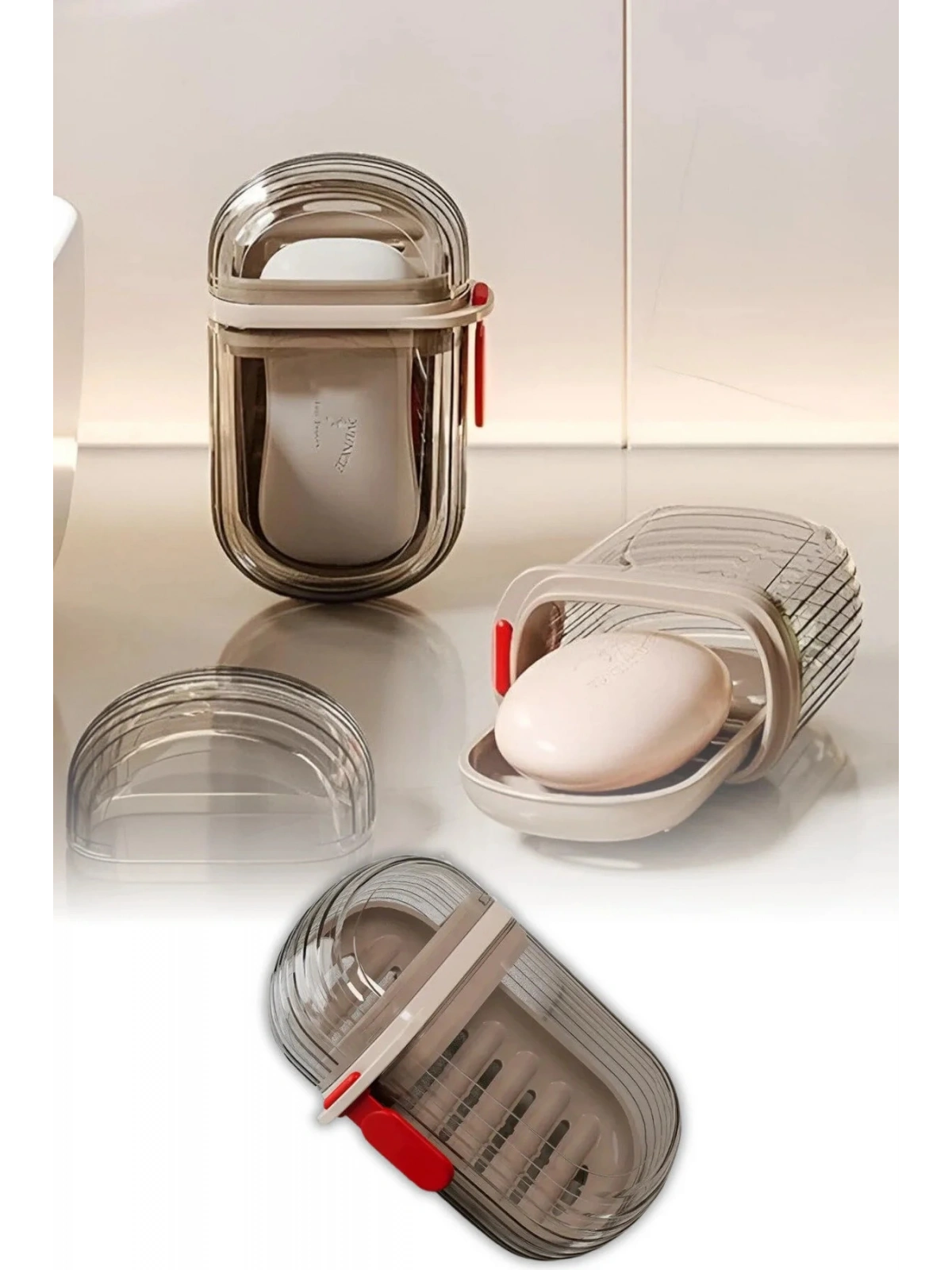 Şeffaf Kutu Şeklinde Plastik Katı Sabunluk Pratik Kullanımlı Hijyenik Banyo Sabun Kabı 1 ADET