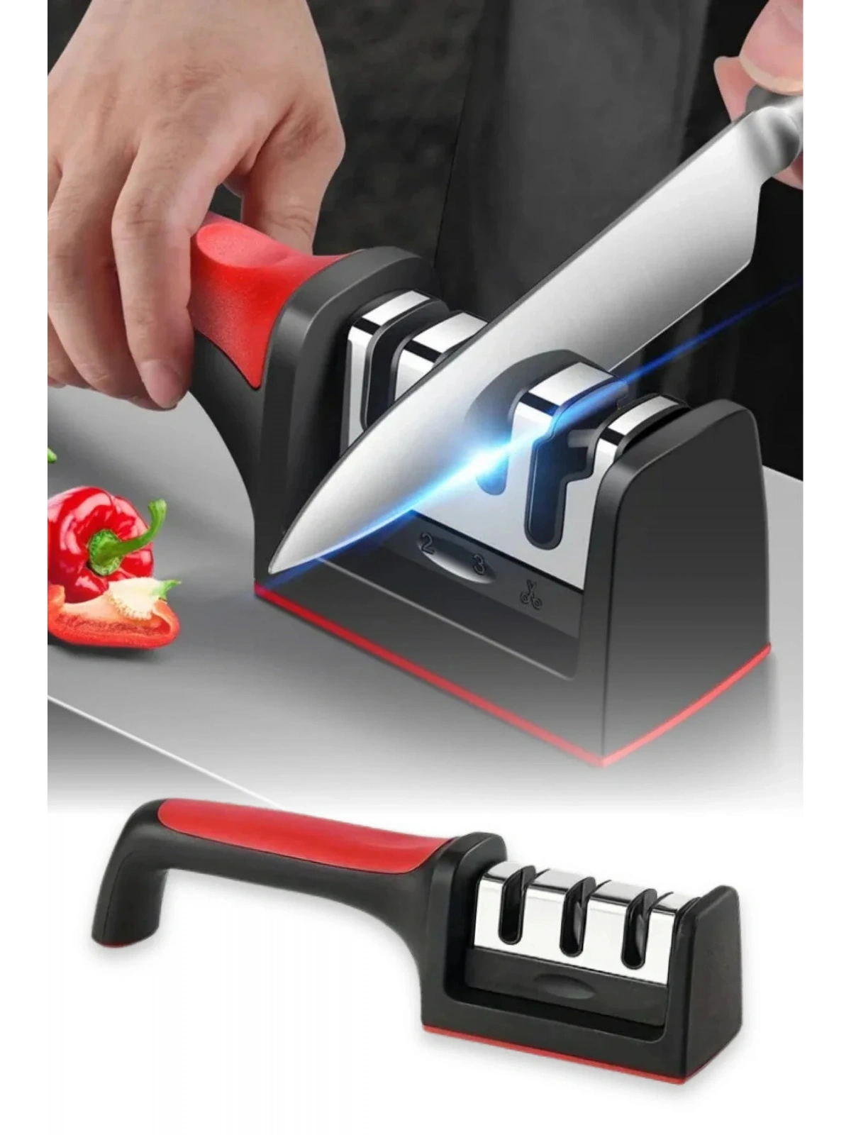 Profesyonel Bıçak Bileyici 3 Açılı Elmas Seramik Tungsten Çelik El Bıçakları Bileme