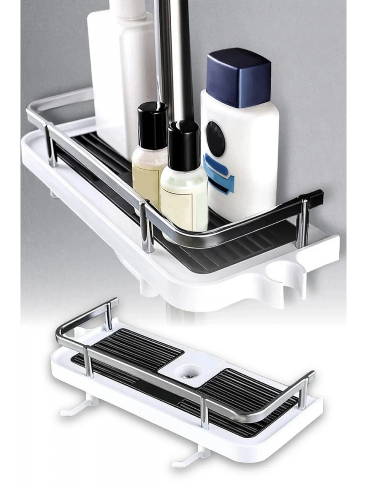 Banyo Rafı Tek Katlı Yapışkanlı Pratik Kurulumsuz Duvar Tipi Şampuan Sabun Organizeri