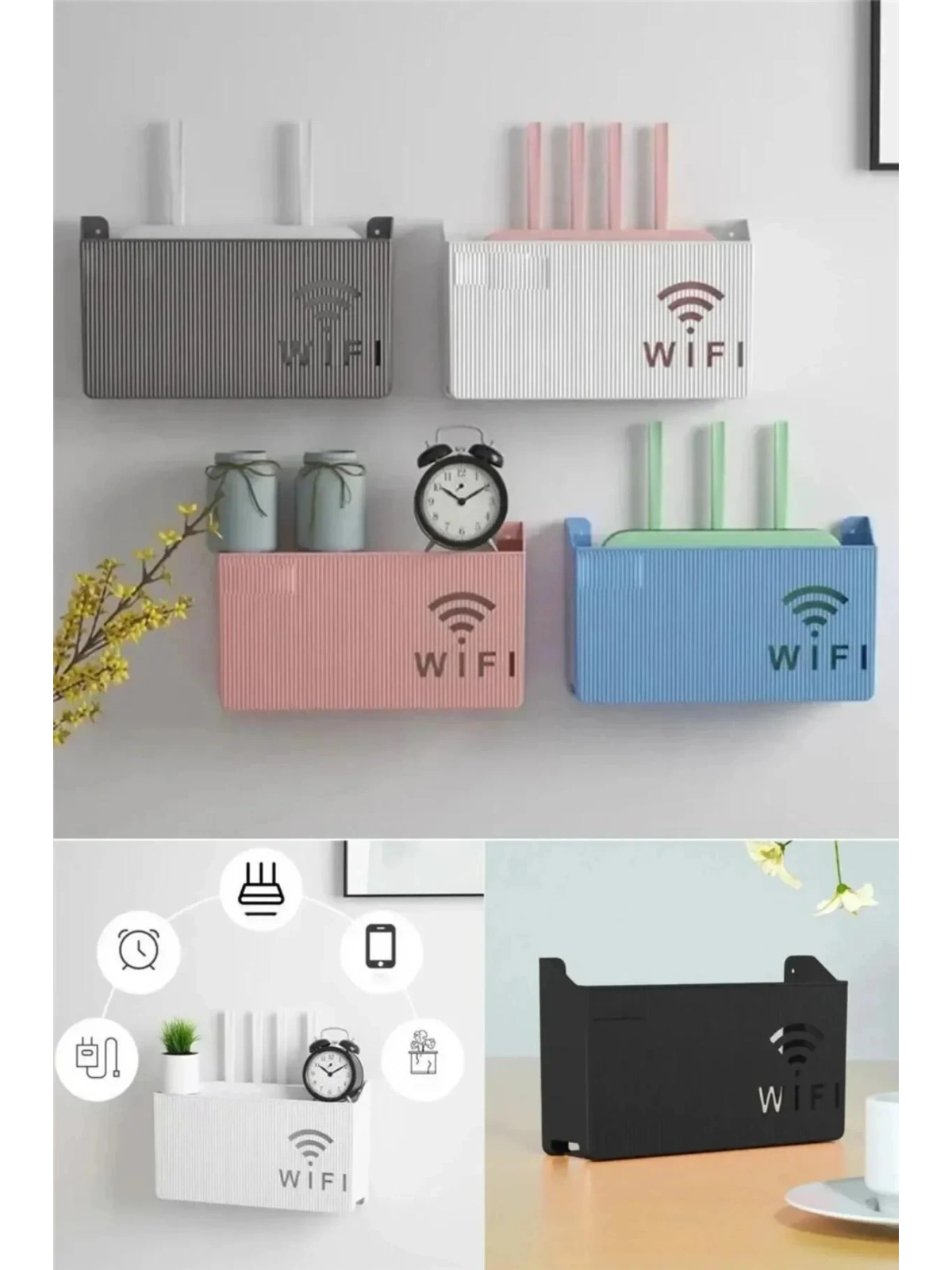 GRİ Wifi Kutusu Duvar Asılabilir Sigorta Ve Modem Saklama Kutusu 25x15x6 Cm