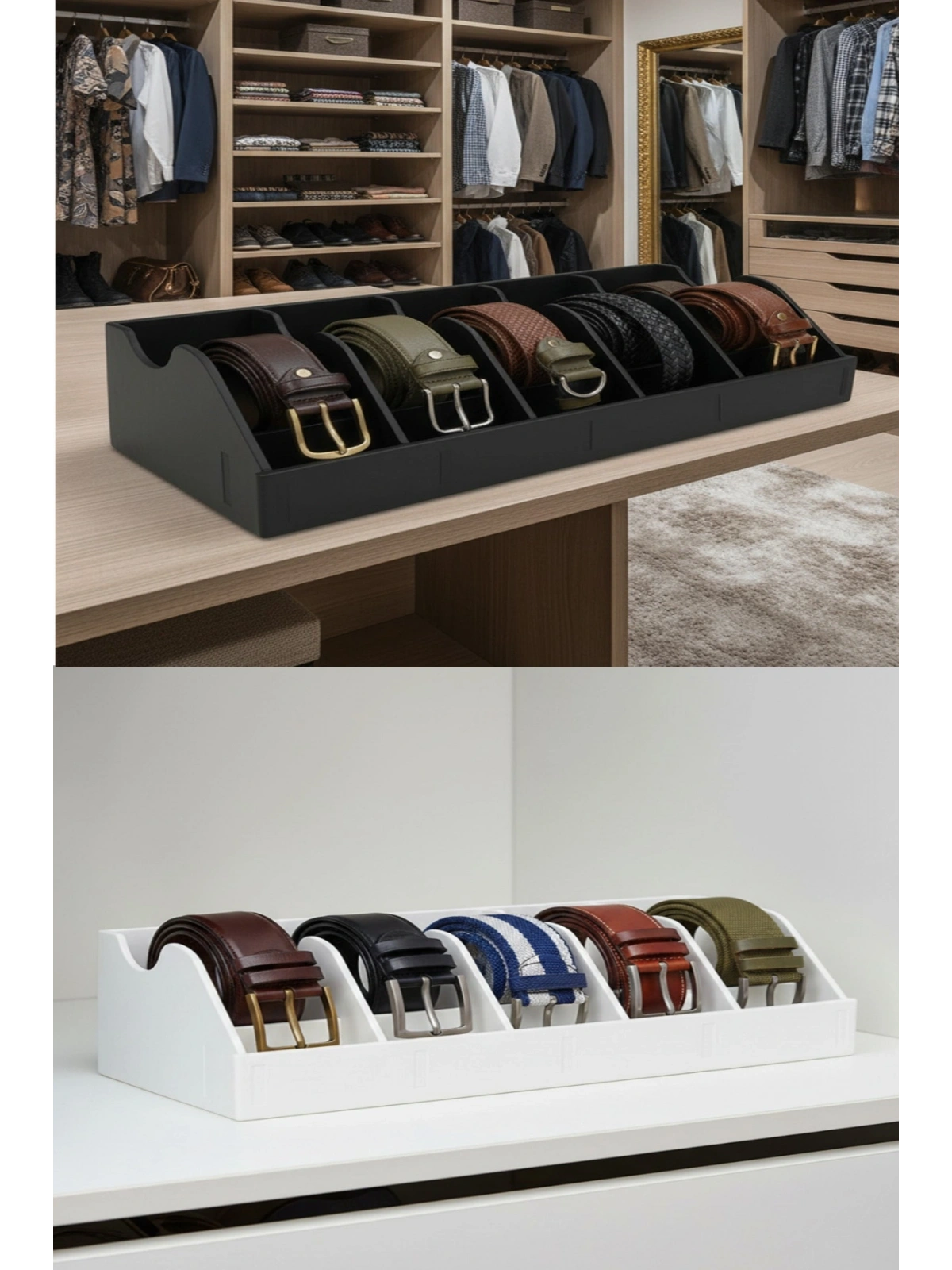 5 Bölmeli Kemer Çorap Takı Makyaj Organizeri Dolap İçi Kemer Düzenleyici Organizer BEYAZ