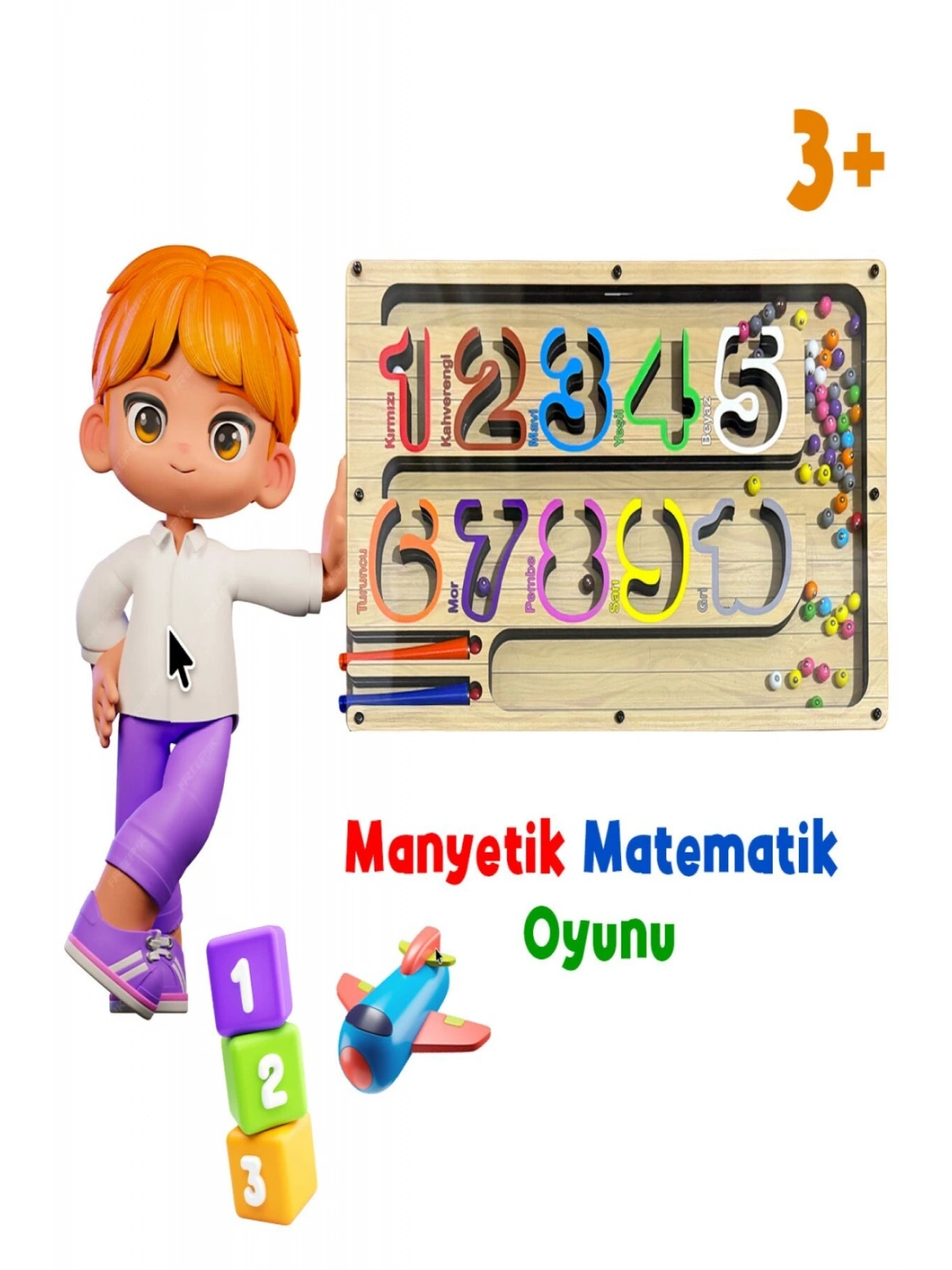 Manyetik Eğitici Renkli Sayma ve Eşleştirme Labirenti Eğitim Oyuncağı - Ahşap Montessori Oyunu SAYI