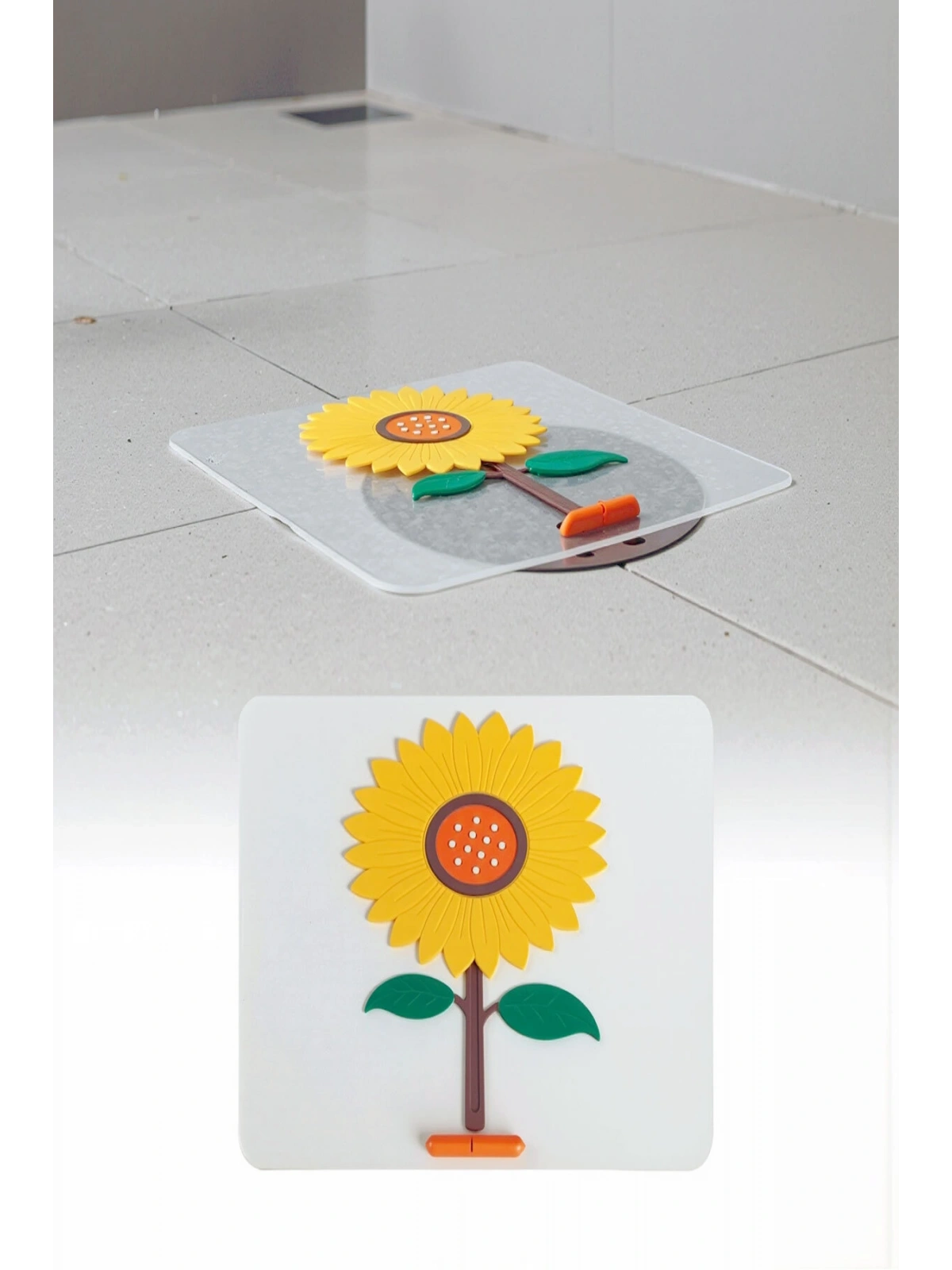 Ayçiçeği Kare Silikon Kötü Koku Önleyici Gider Kapağı – Banyo, Mutfak, Balkon Lavabo Tıpası 14,5x14