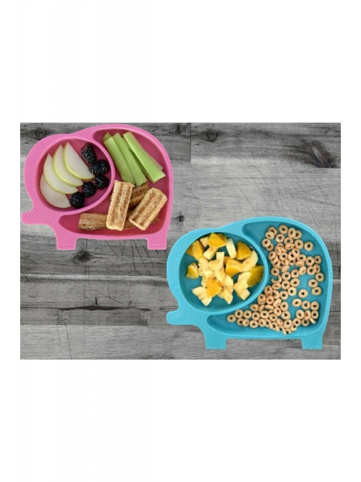 Fil Model Bölmeli Çocuk Mama Tabağı - (1 Adet Mavi )