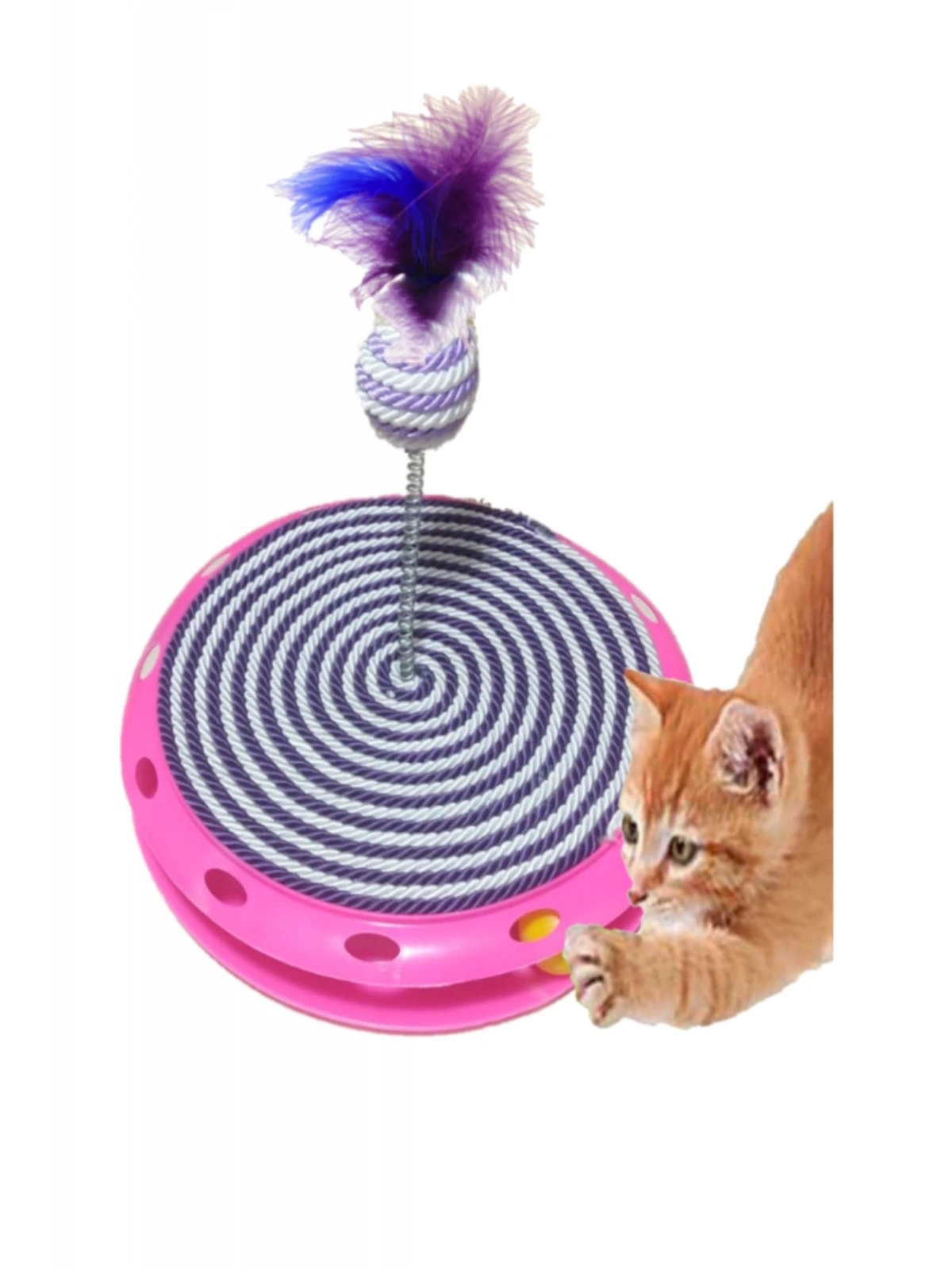 Tek Katlı Eğlenceli Kedi Oyuncağı Ve Tırmalama ( Mor Ve Beyaz )