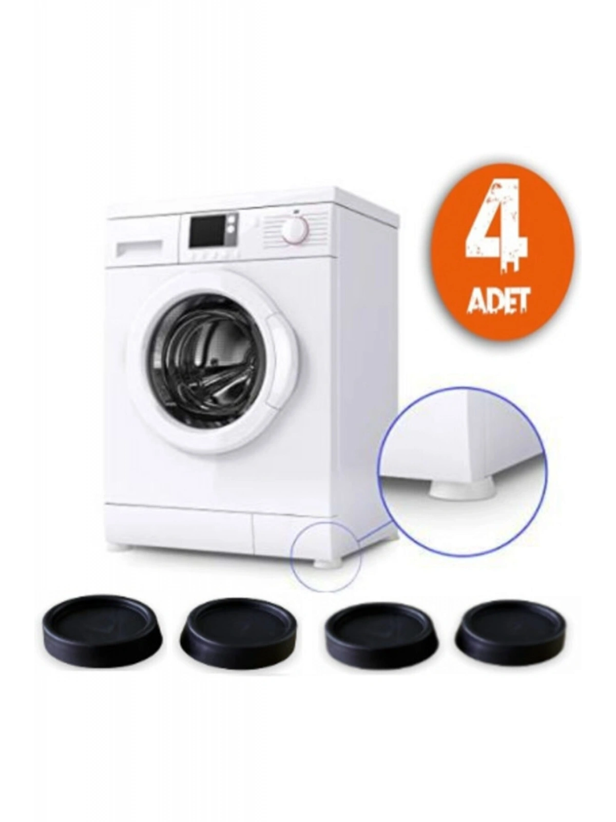 Çamaşır Makinesi Titreşim Önleyici Mobilya Kaydırmaz Ayak 4 Lü Set Siyah 410