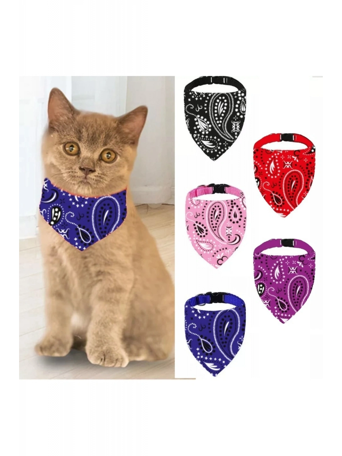 Evcil Hayvan Kedi Boyun Tasması Yakalık Önlük Fular No 220 Mavi