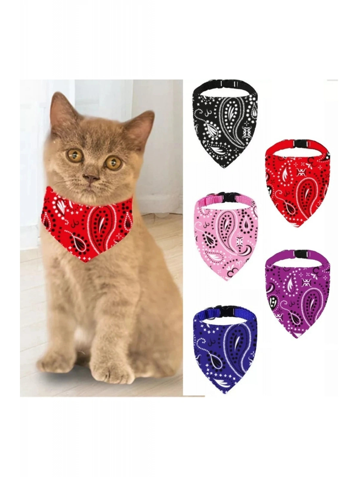 Evcil Hayvan Kedi Boyun Tasması Yakalık Önlük Fular No 210 Kırmızı