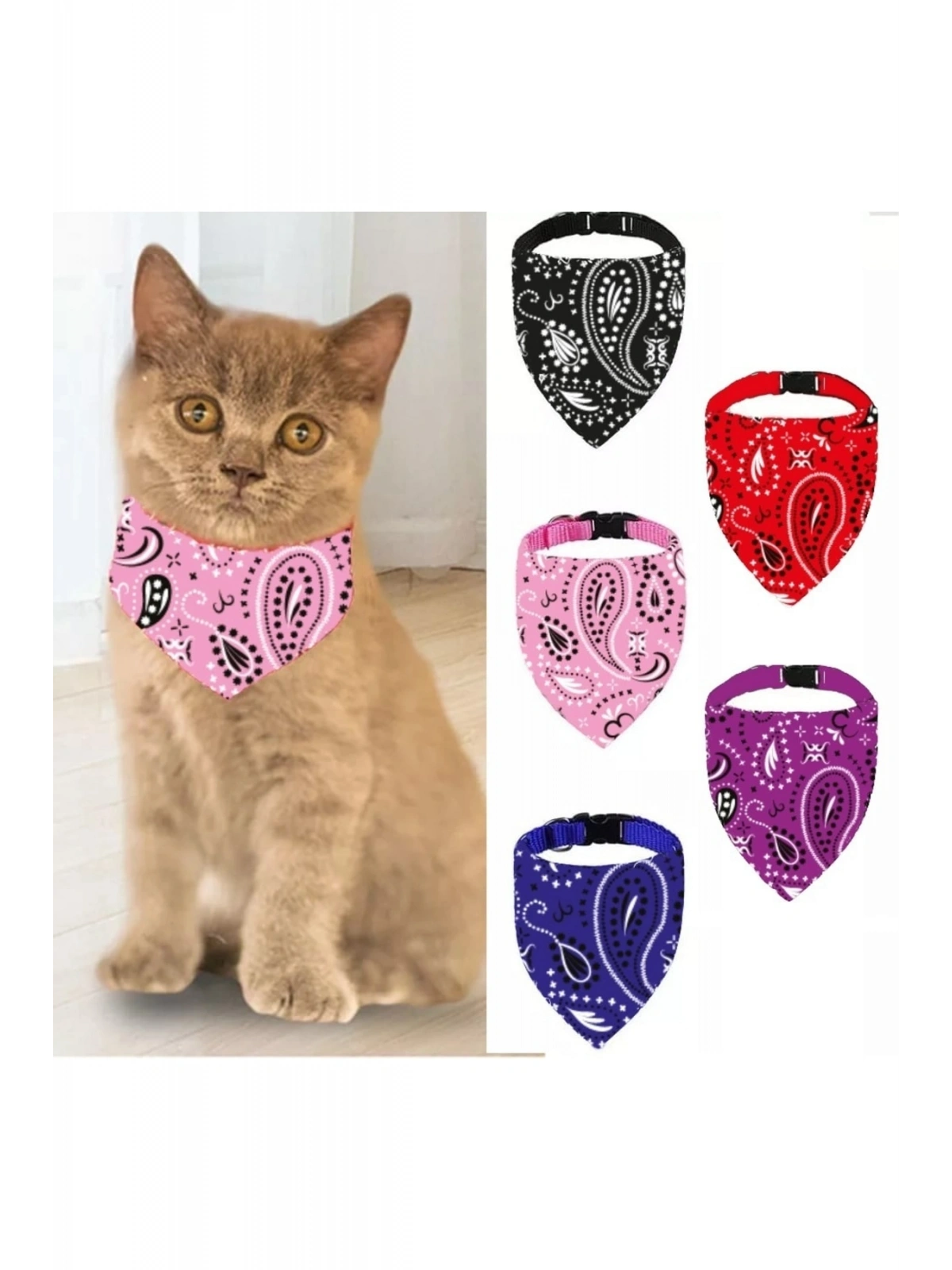 Evcil Hayvan Kedi Boyun Tasması Yakalık Önlük Fular No 240 Pembe