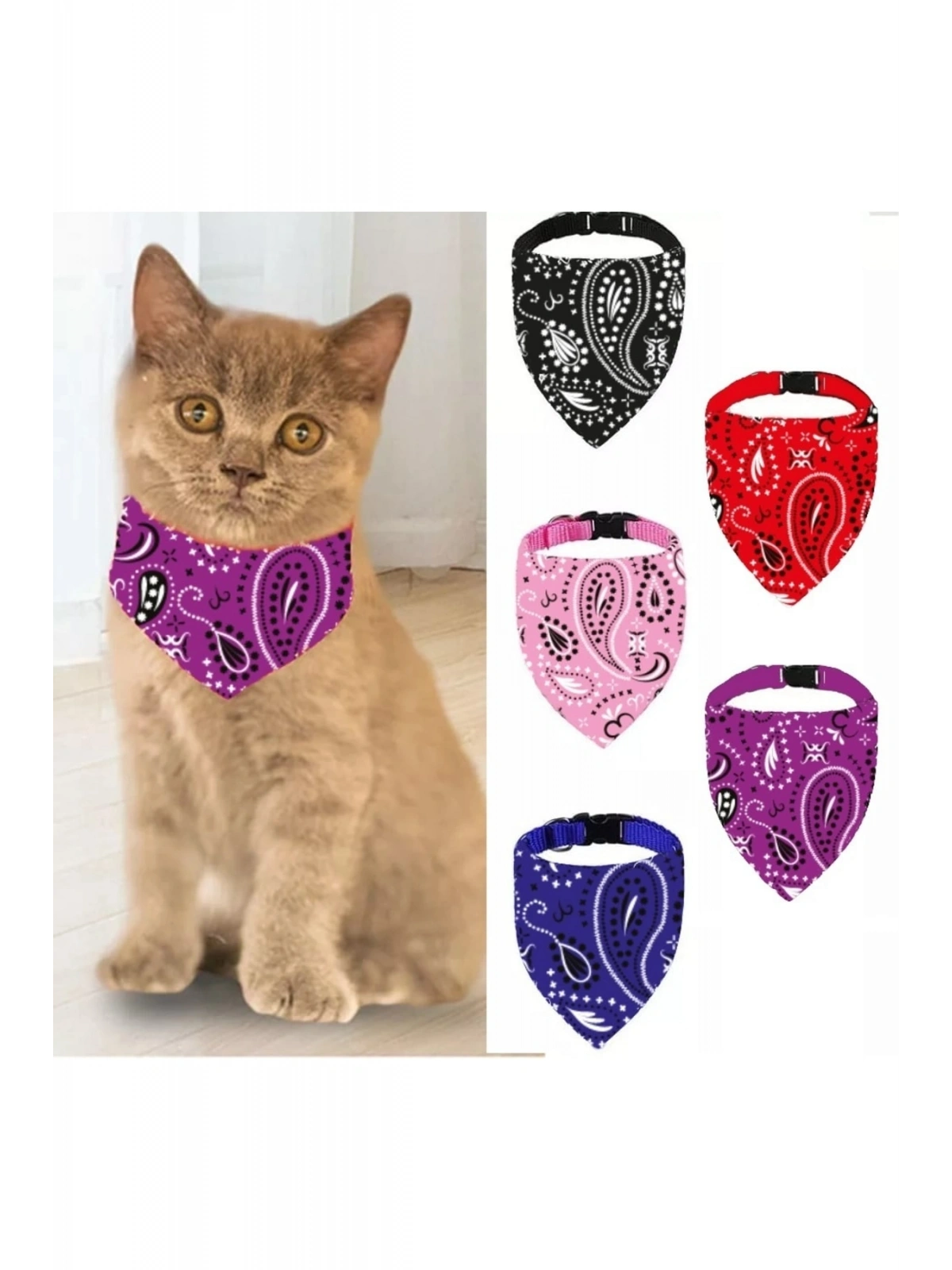 Evcil Hayvan Kedi Boyun Tasması Yakalık Önlük Fular No 250 Mor
