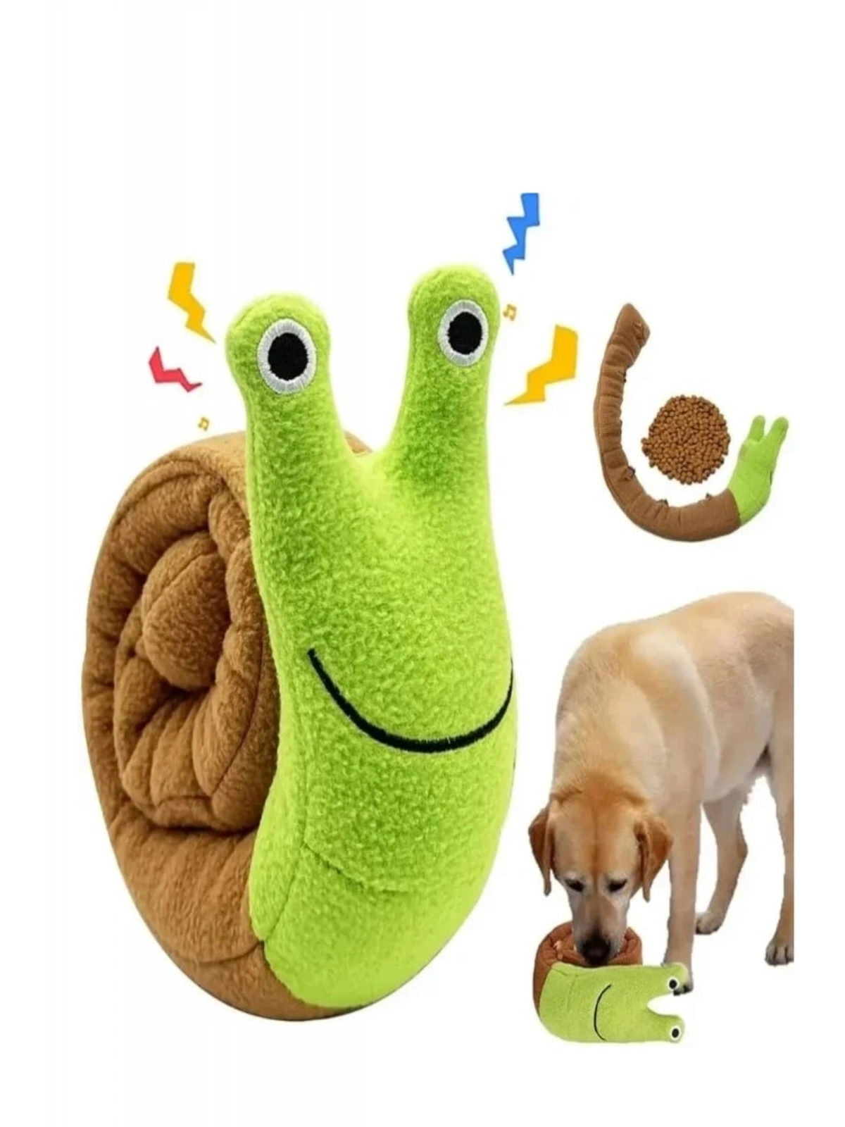 Salyangoz Peluş Köpek Sesli Oyuncağı Ödül Mama Saklama Ve Çiğneme Oyuncağı 1 ADET