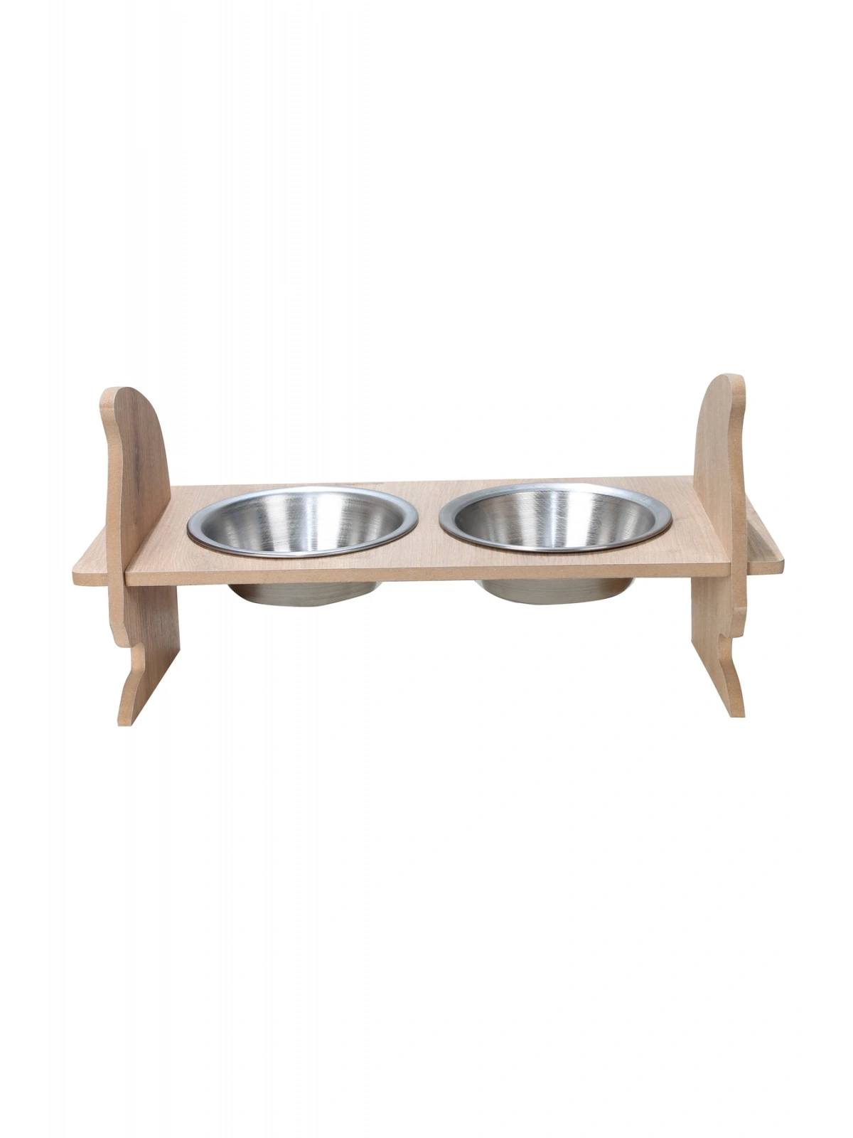 KEDİ KAFALI AHŞAP 2 Lİ MAMA KABI KEDİ VE KÖPEKLER İÇİN MAMA KAPLARI 1 ADET