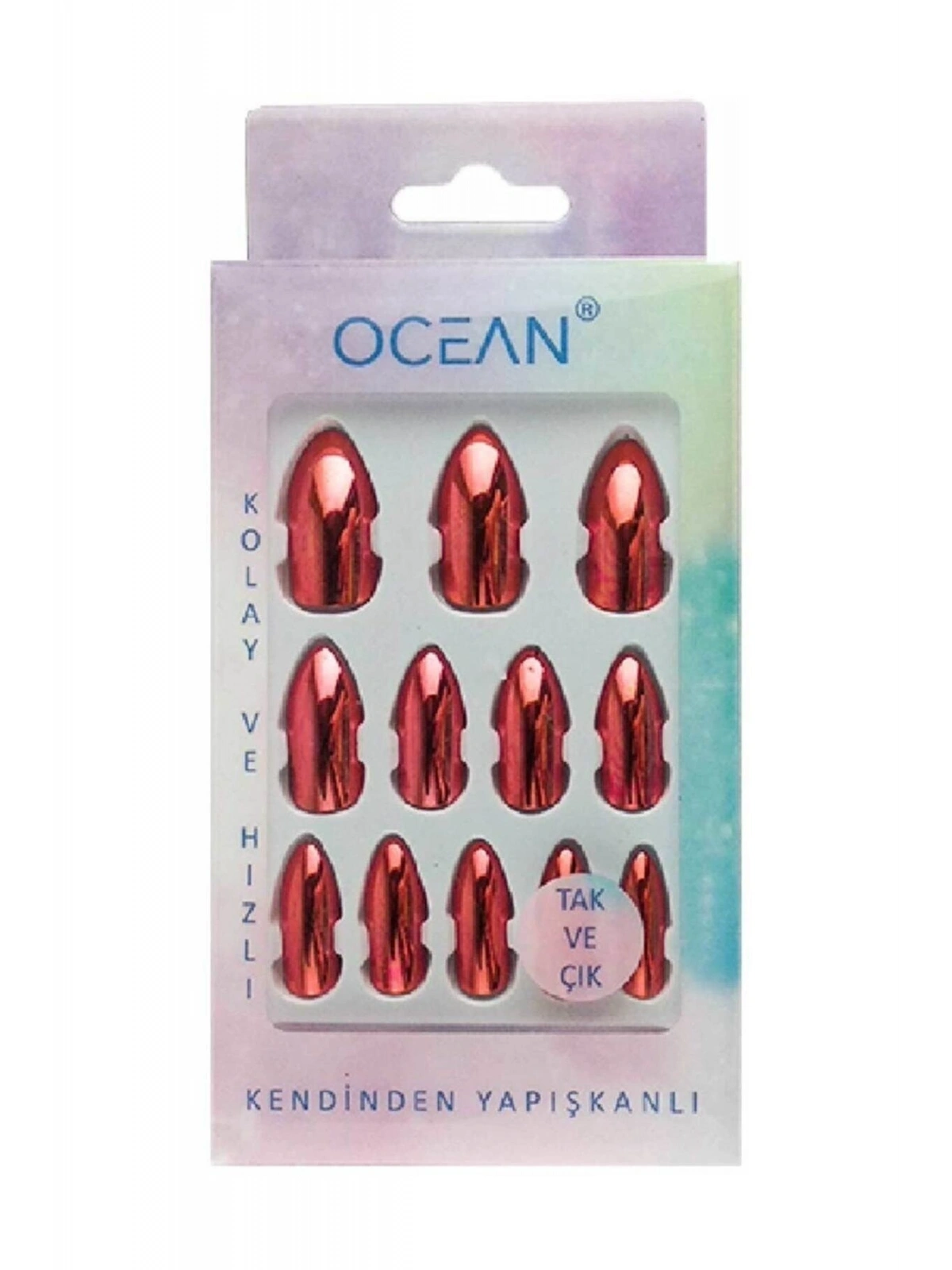 Tak Ve Çık Takma Tırnak [Metalik Kırmızı]