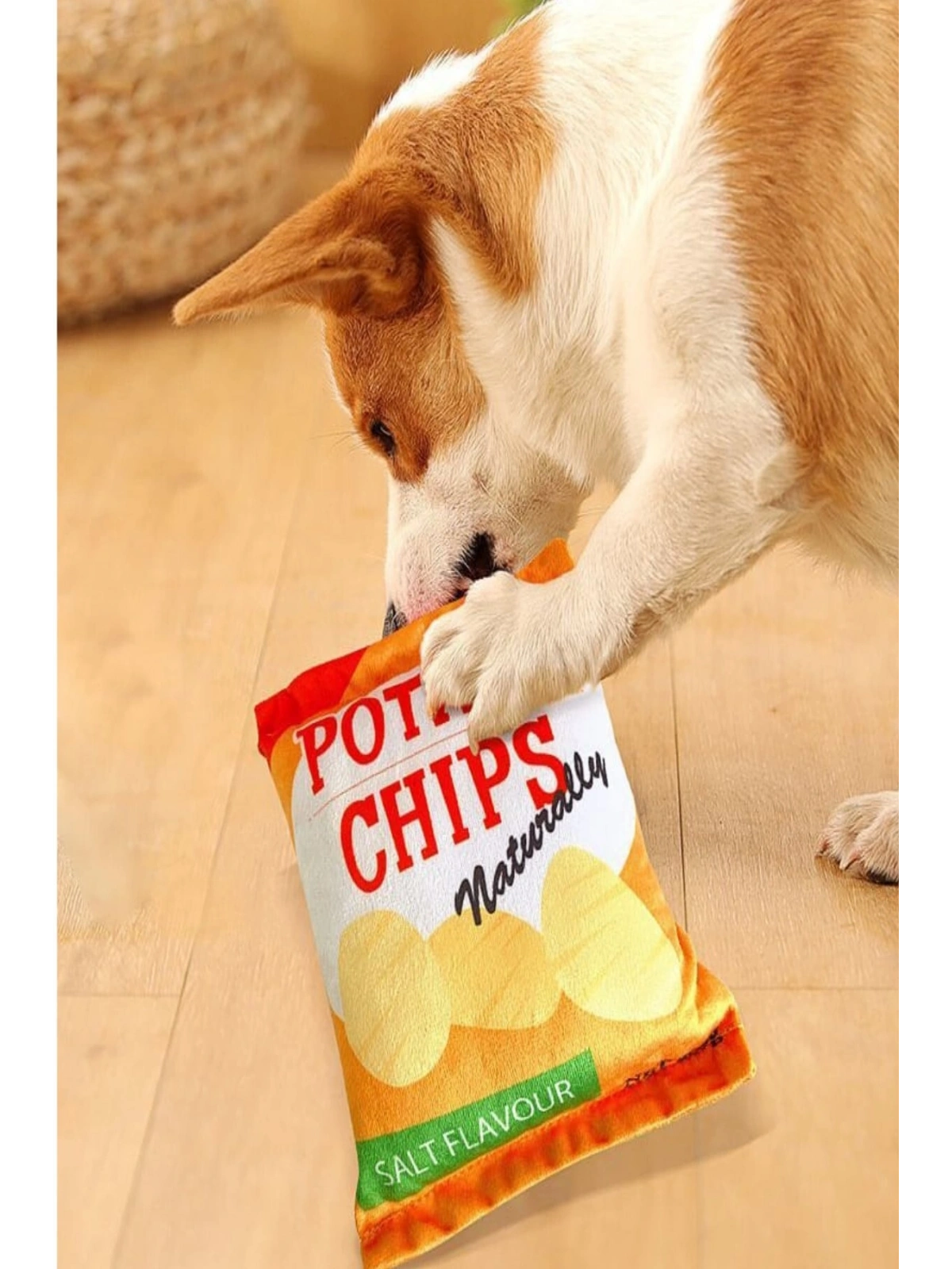 CİPS DAYANIKLI SESLİ KÖPEK OYUNCAĞI ( PATATO ) 1 ADET