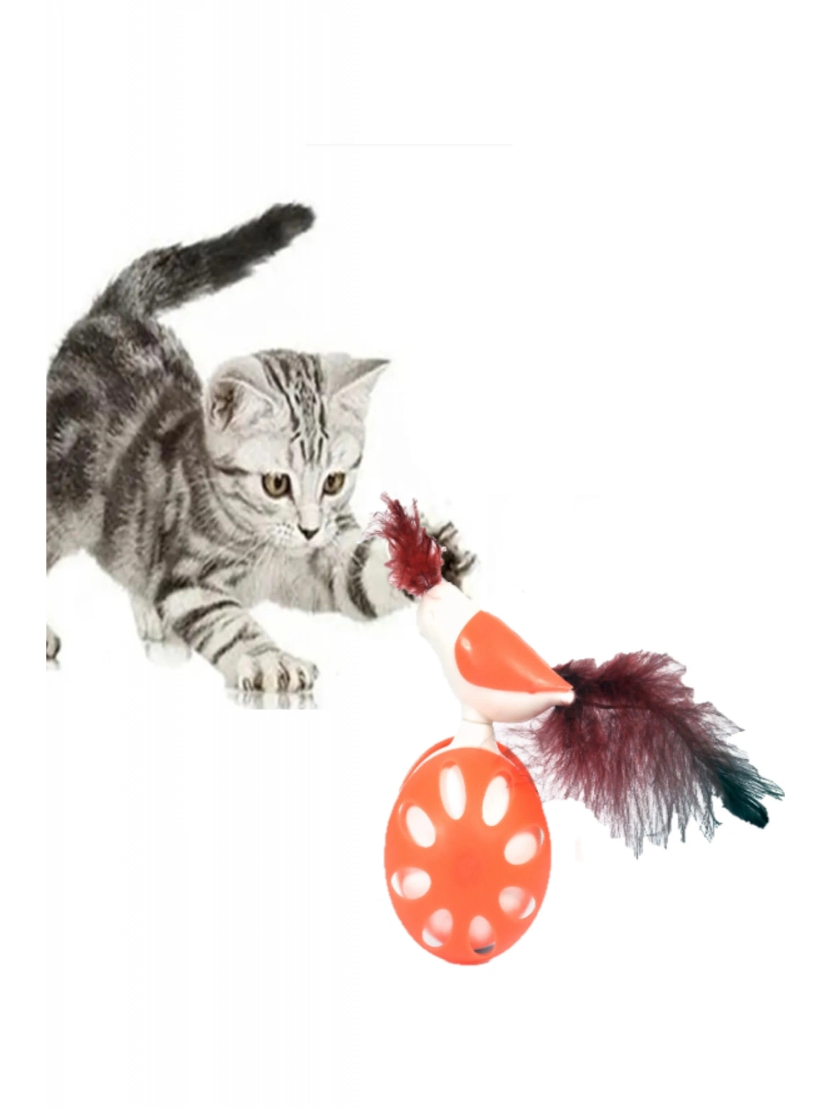 TEKERLEKLİ HACIYATMAZ KUŞ KEDİ OYUNCAĞI TURUNCU 1 ADET