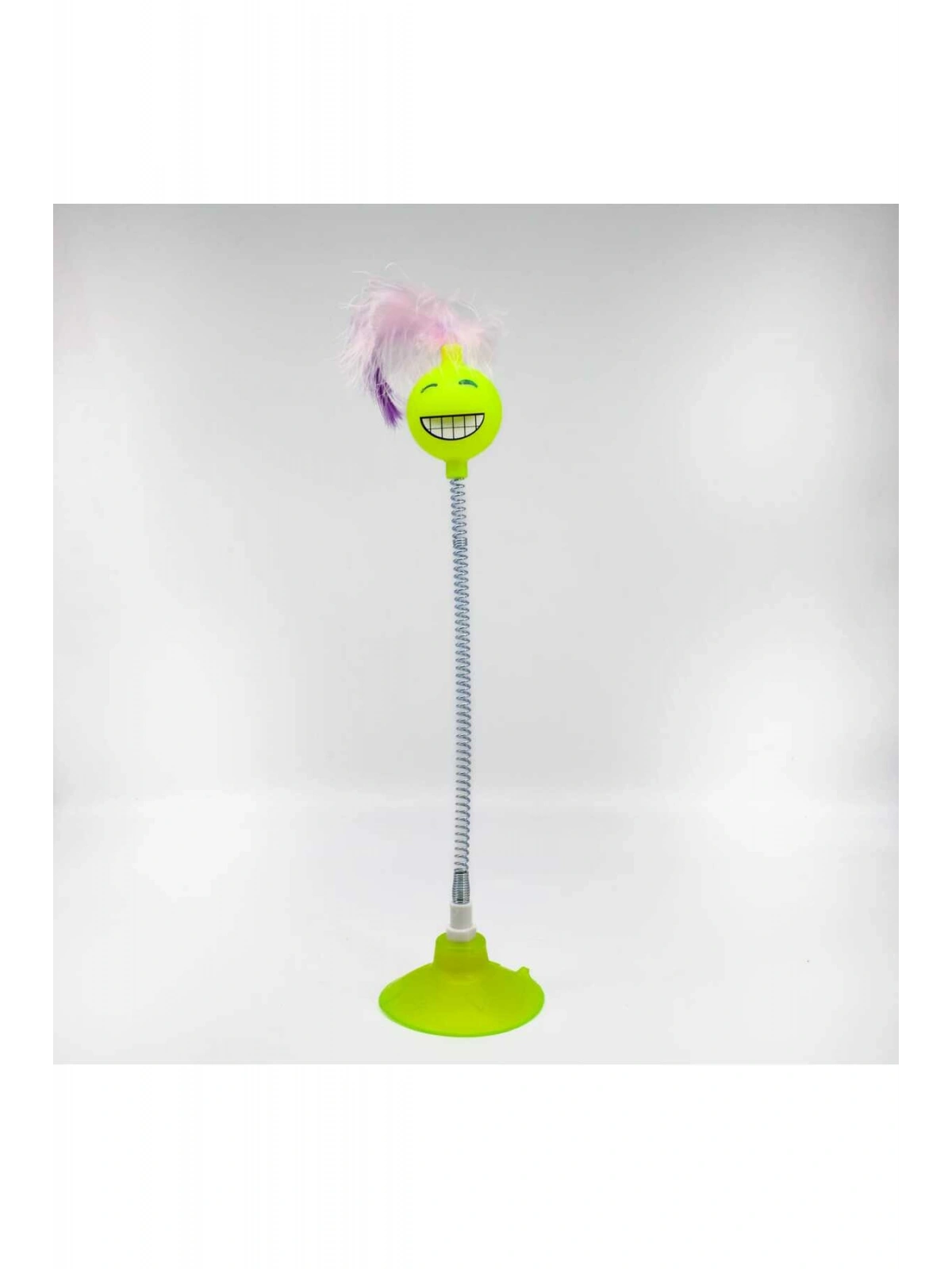 VANTUZLU YAYLI GÜLEN YÜZ KEDİ OYUNCAĞI LİMON YEŞİLİ 1 ADET