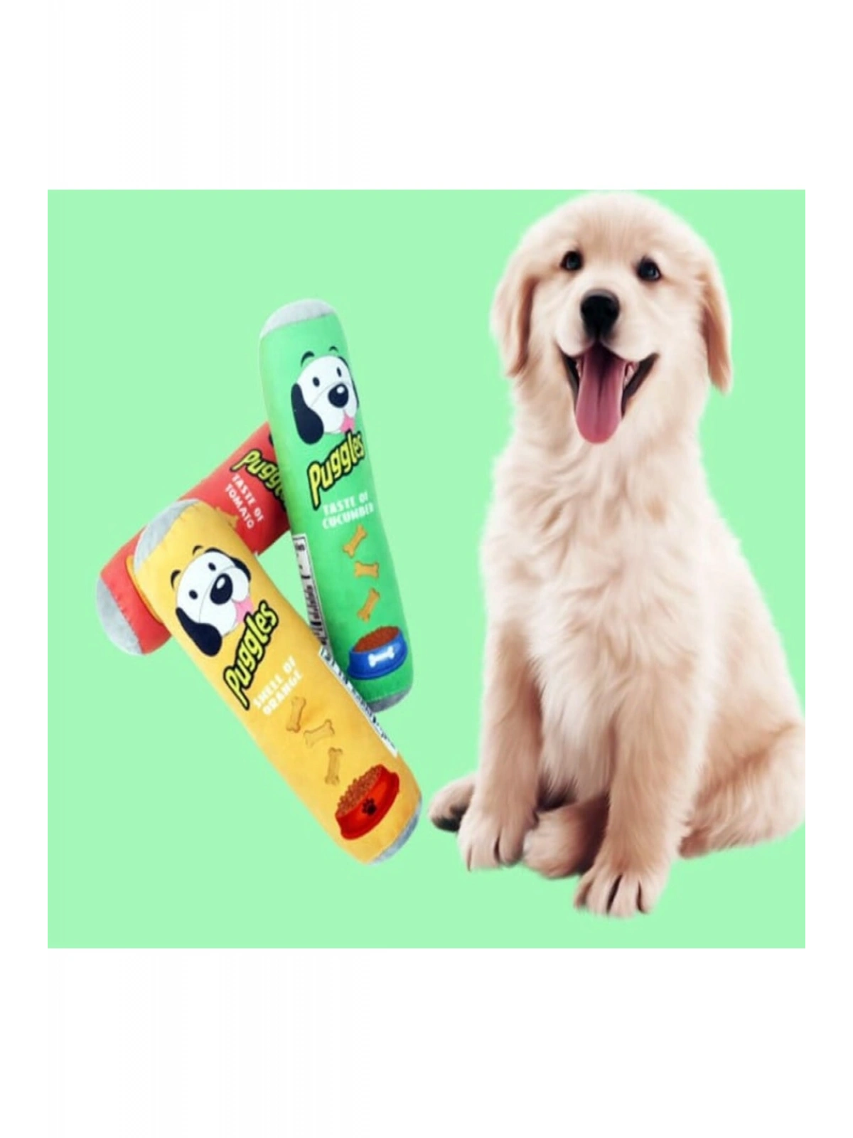 Puggles Dayanıklı Sesli Köpek Oyuncağı Cucumber 1 Adet