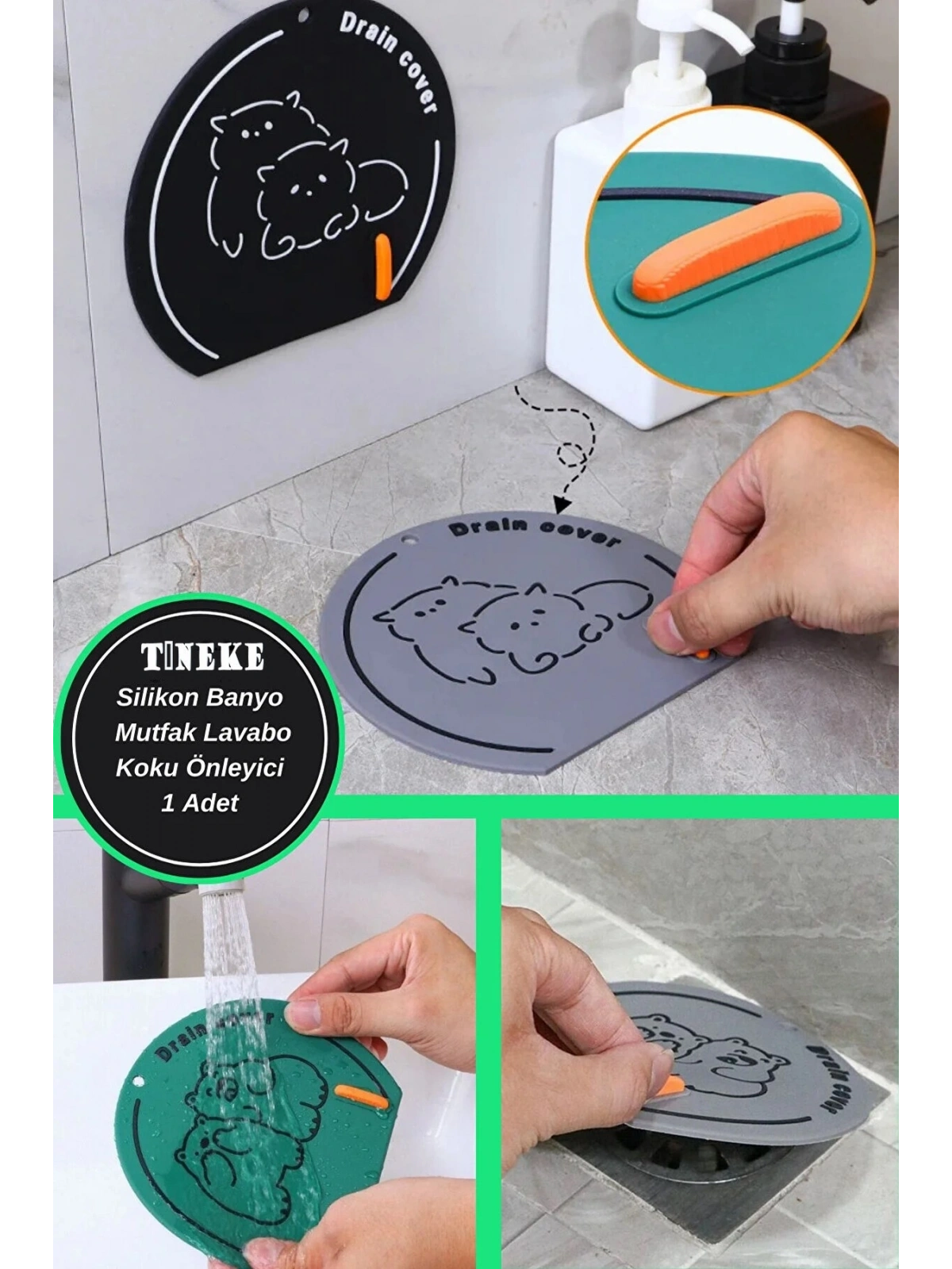Banyo ve Mutfak Lavabo Koku Önleyici Gider Koruyucu Silikon Sızdırmaz Ped 1 ADET GRİ