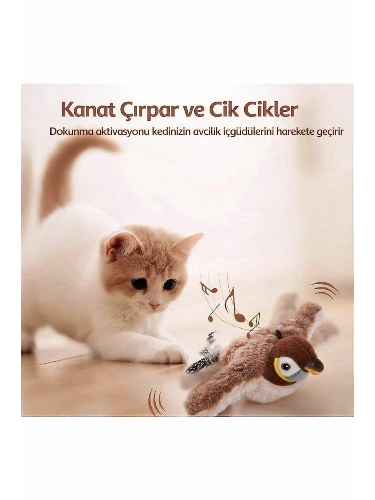 TİNEKE Şarjlı Titreşimli Hareketli Kedi Oyuncağı Uçan Kuş Oyuncak