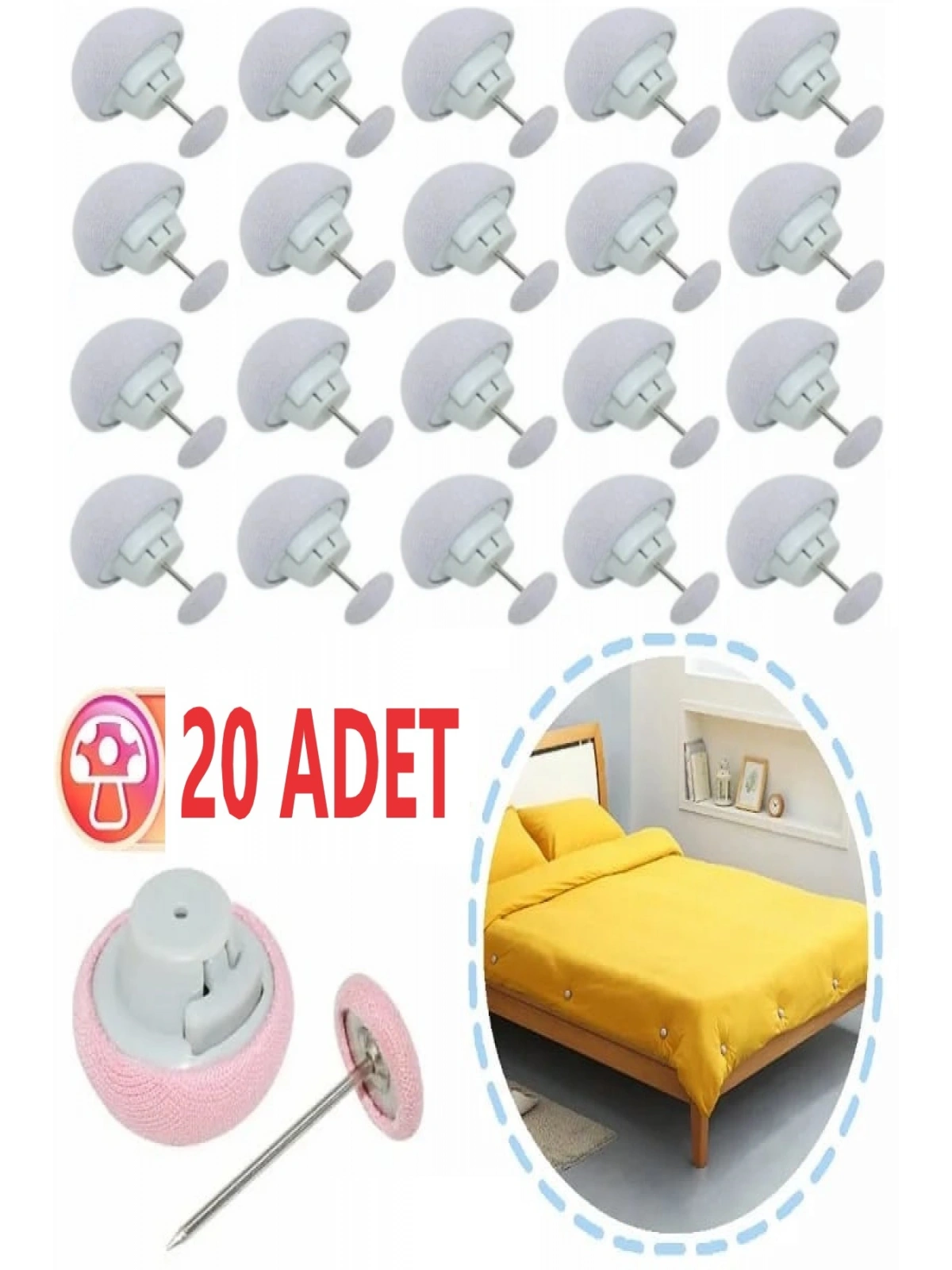 TİNEKE 20 Adet GRİ Yorgan Kılıfı Ve Çarşaf Tutucu Sabitleyici Yastık Nevresim Sabitleyici Düzenleyici