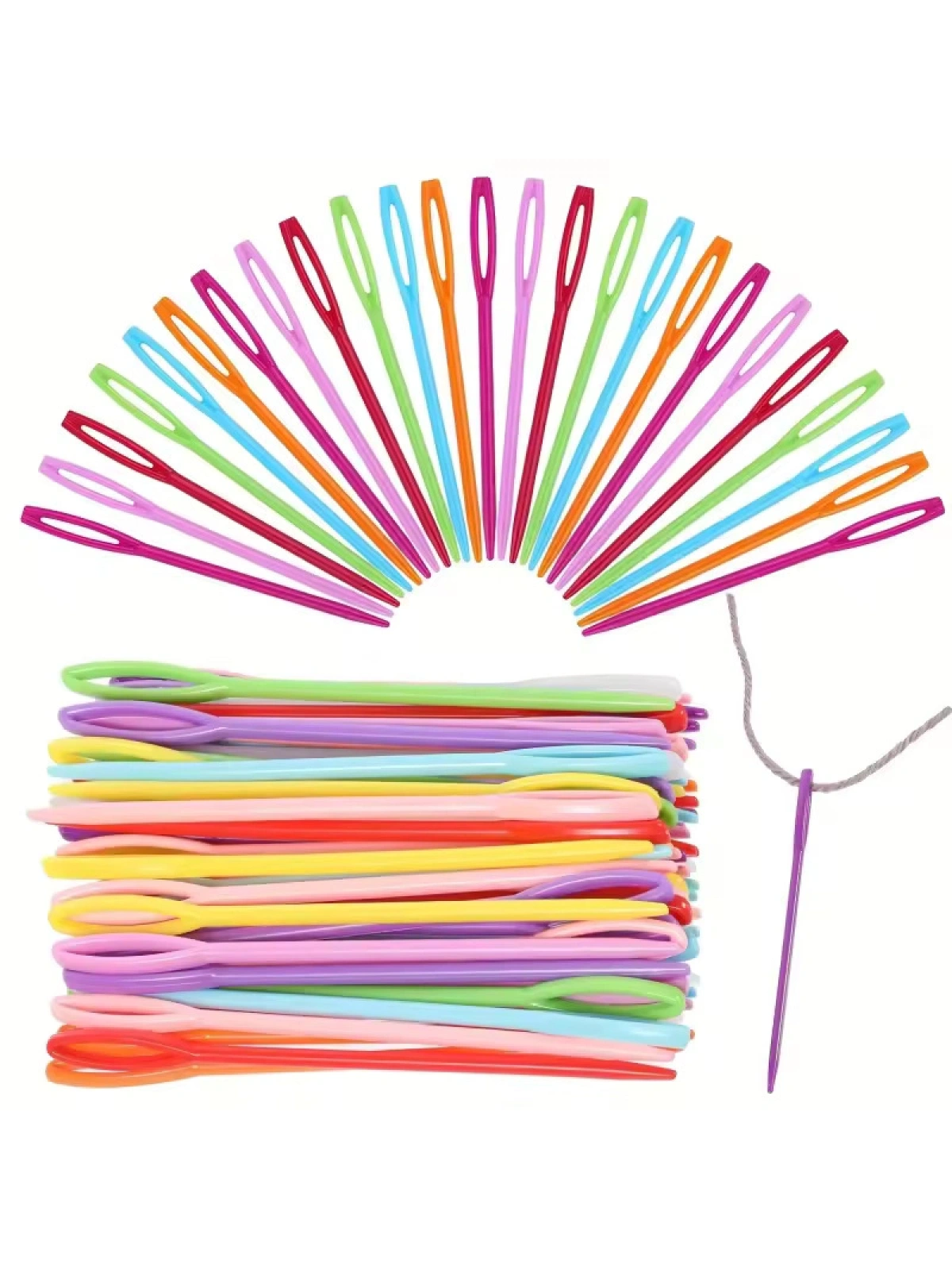 TİNEKE 25 Adet 6 Renk 9 Cm Karışık Plastik Yün Iğnesi, Çocuklar Için Eğitici Iğne
