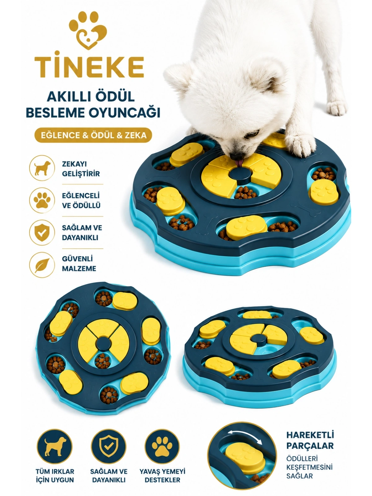 TİNEKE Orbit Köpek Oyuncağı Mama Bulmaca Yavaş Besleyici Köpek Gıda Dağıtıcı Yavaş Yeme mavi