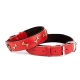 Doggie Konforlu El Yapımı Kemikli Köpek Kırmızı Boyun Tasması 4X52-60 Cm