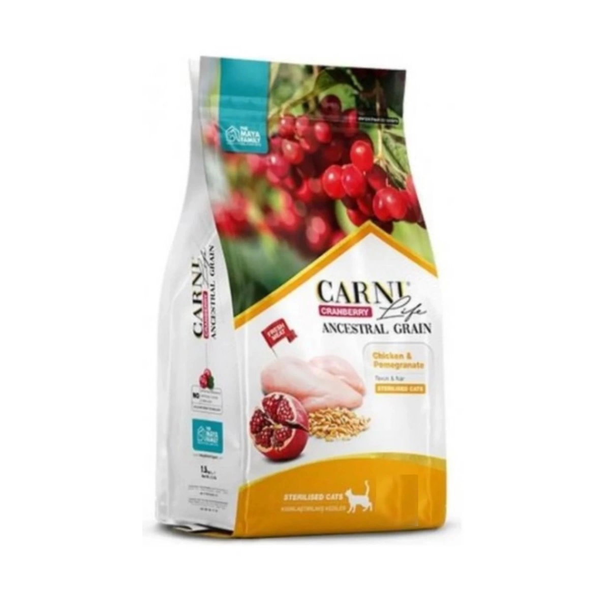 Carni-Lİfe Az Tahıllı Tavuk Nar Ve Kızılcıklı Kısırlaştırılmış Yetişkin Kedi Maması 10 Kg