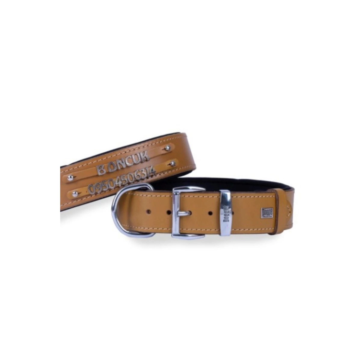 Doggie Çift İsimlikli Sarı Köpek Boyun Tasması 3,5X52-60 Cm