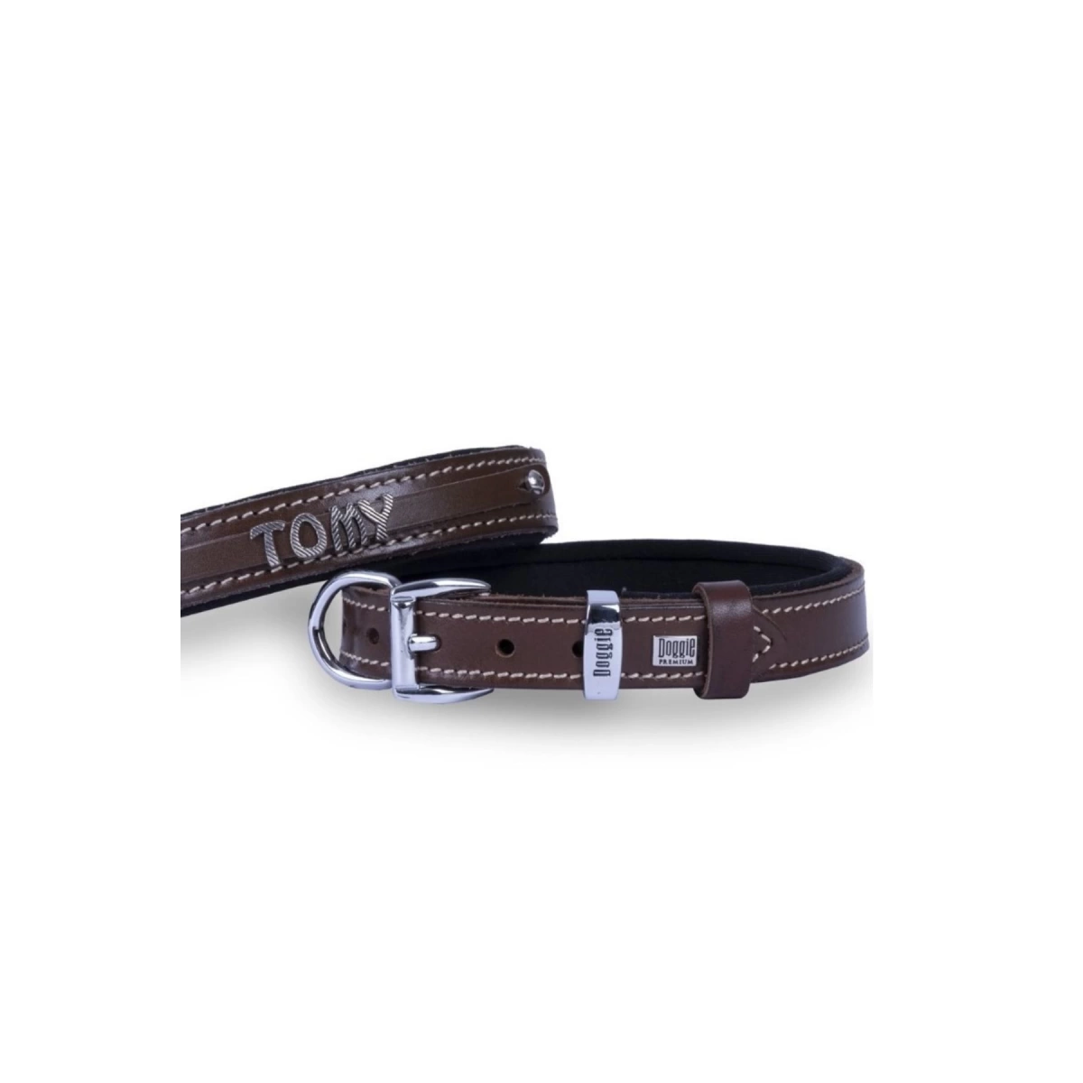 Doggie İsimlikli Kahve Köpek Boyun Tasması 1,5X25-30 Cm