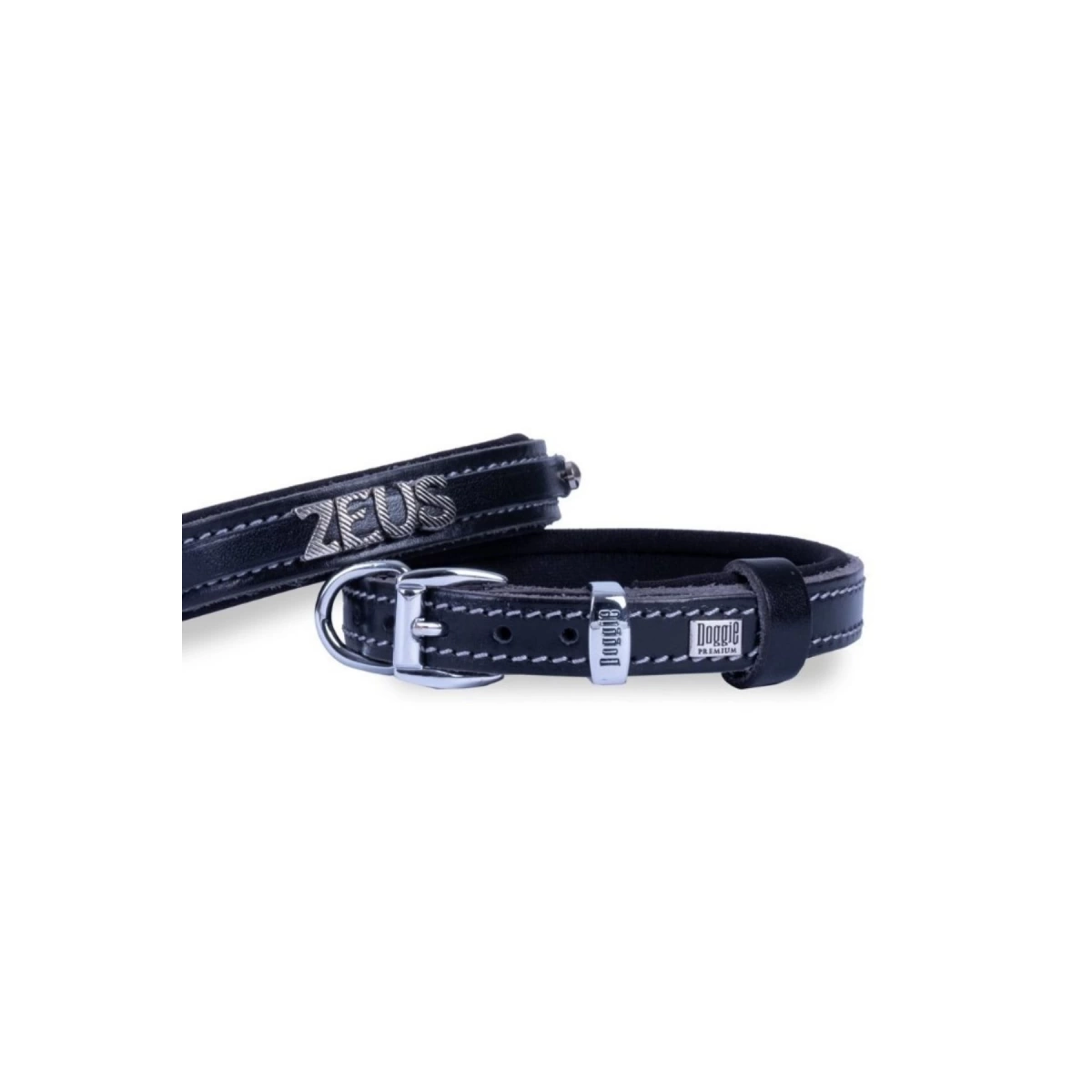 Doggie İsimlikli Siyah Köpek Boyun Tasması 2X30-35 Cm