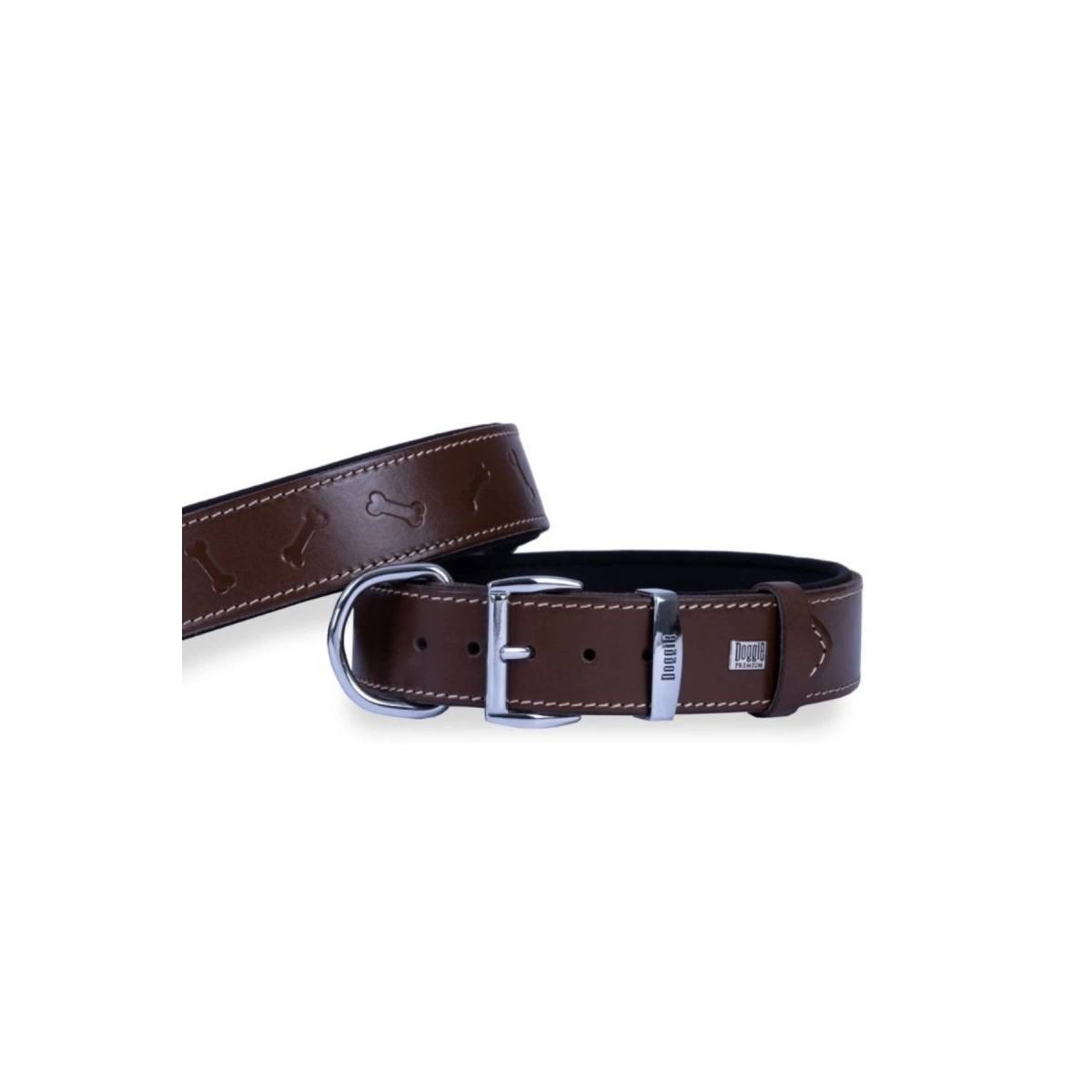 Doggie Kemikli Kahve Köpek Boyun Tasması 3,5X52-60 Cm