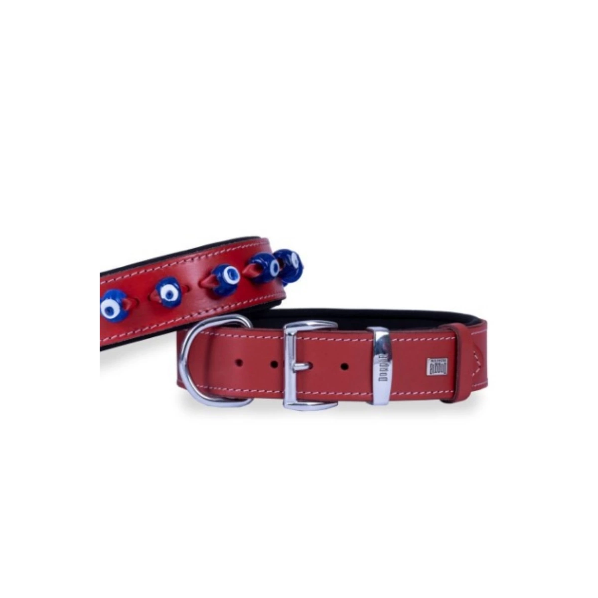 Doggie Kırmızı Nazar Boncuklu Köpek Boyun Tasması 4X47-55 Cm