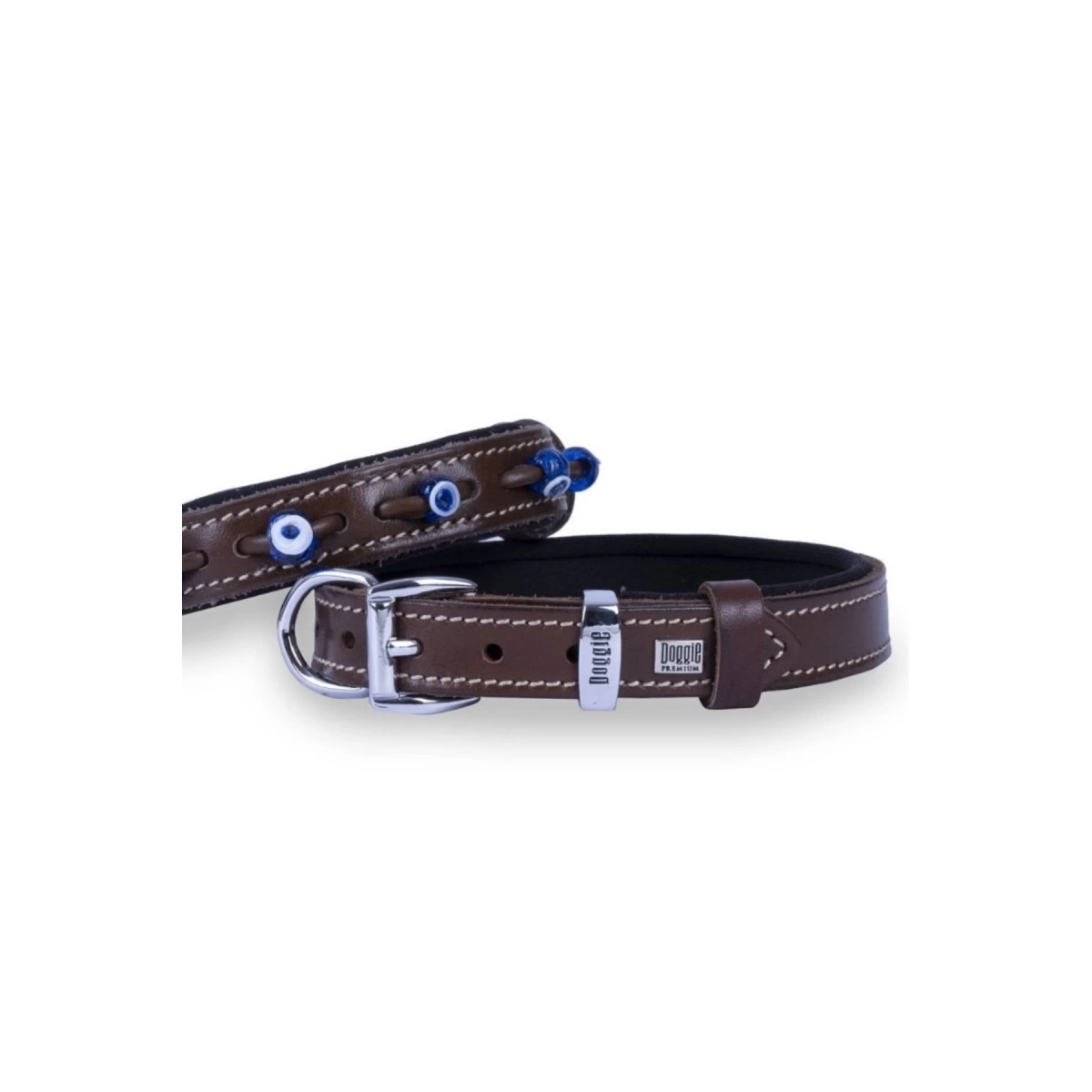 Doggie Nazar Boncuklu Kahve Köpek Boyun Tasması 2X35-40 Cm