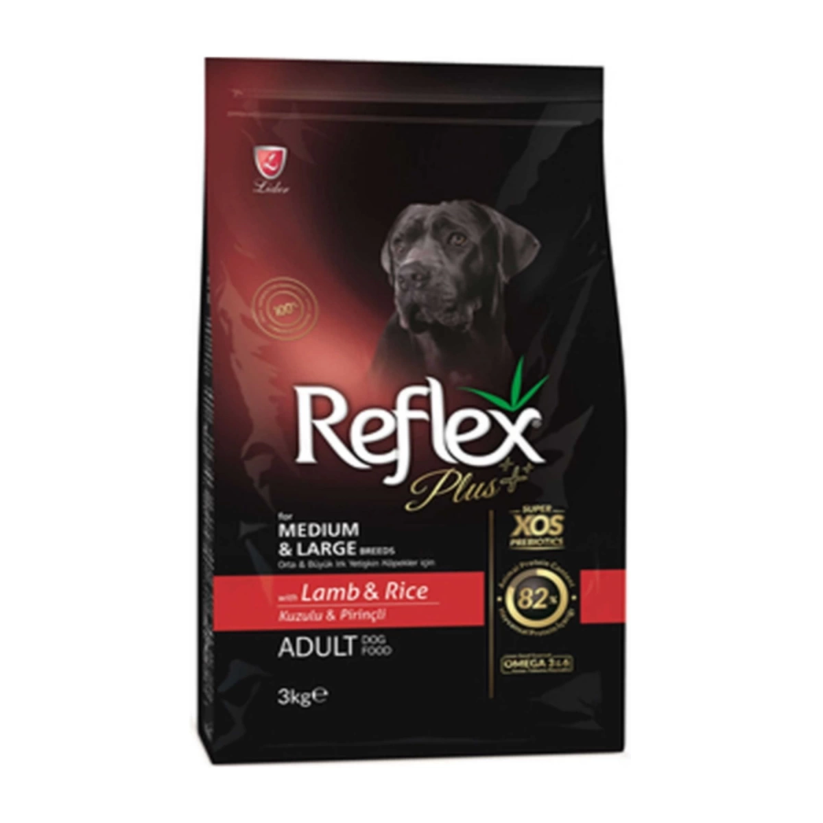 Reflex Plus Kuzu Eti ve Pirinçli Orta ve Büyük Irk Yetişkin Köpek Maması 3 Kg