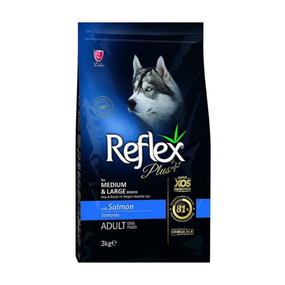 Reflex Plus Somonlu Büyük ve Orta Irk Köpek Maması 3 Kg