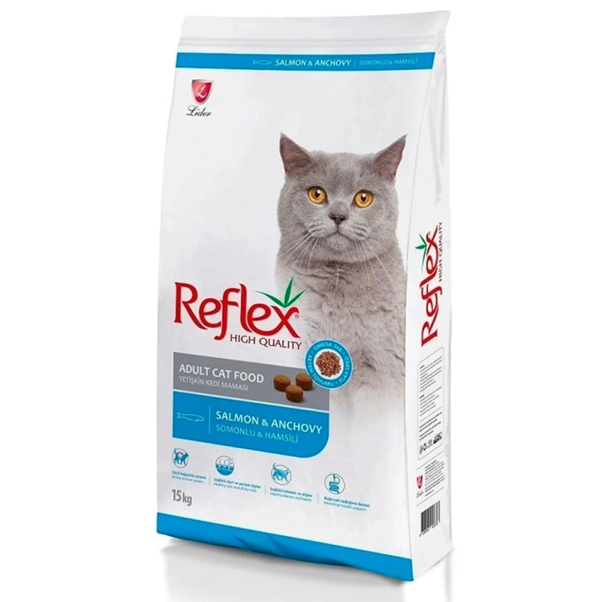 Reflex Yetişkin Kedi Maması Somonlu ve Hamsili 15 Kg