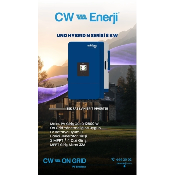TommaTech Uno N Serisi 8kW LV Hibrit İnverter
